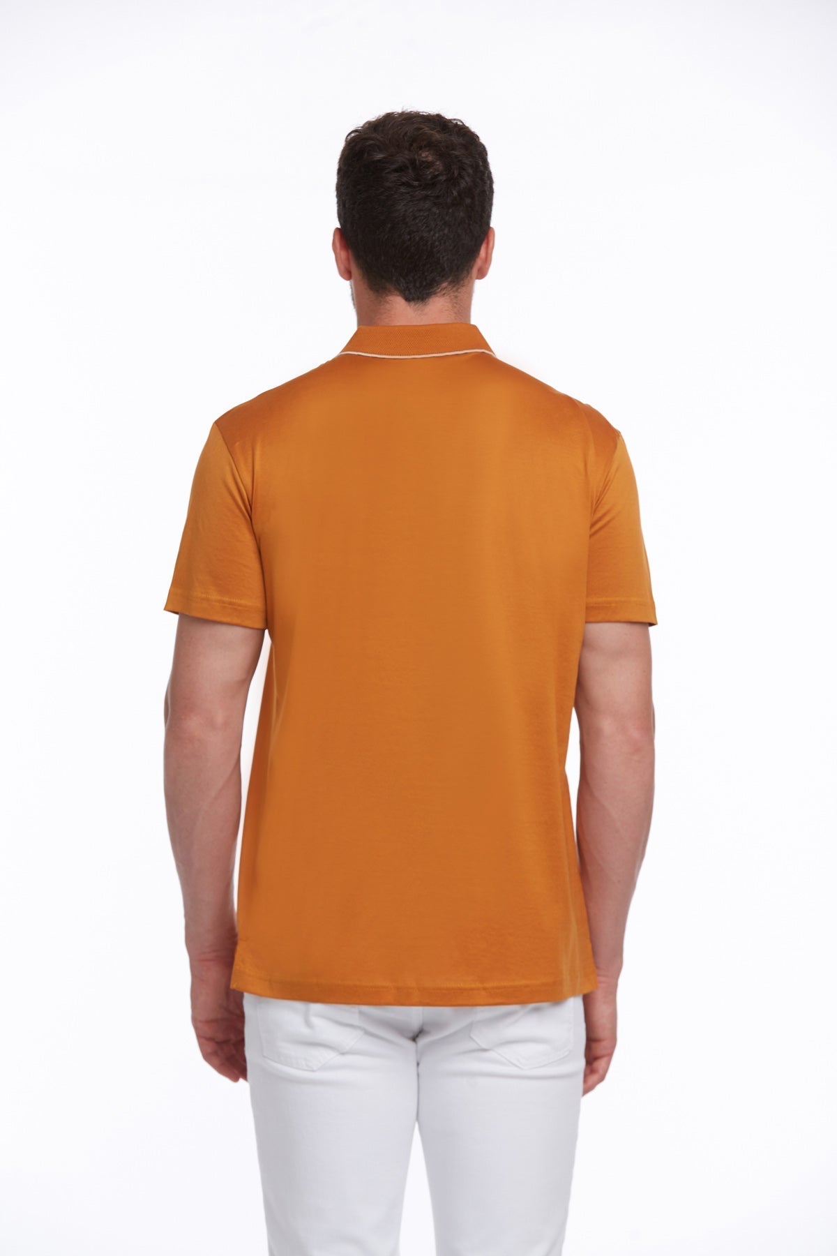 Regular Fit Orange Basic Cotton Polo T-Shirt - SAYKI