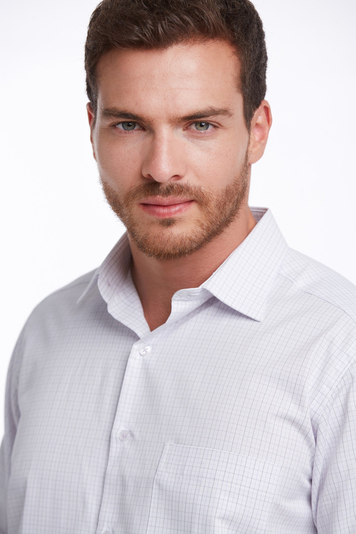 Regular Fit Pin Check Cotton Blend Lilac Dress Shirt - SAYKI