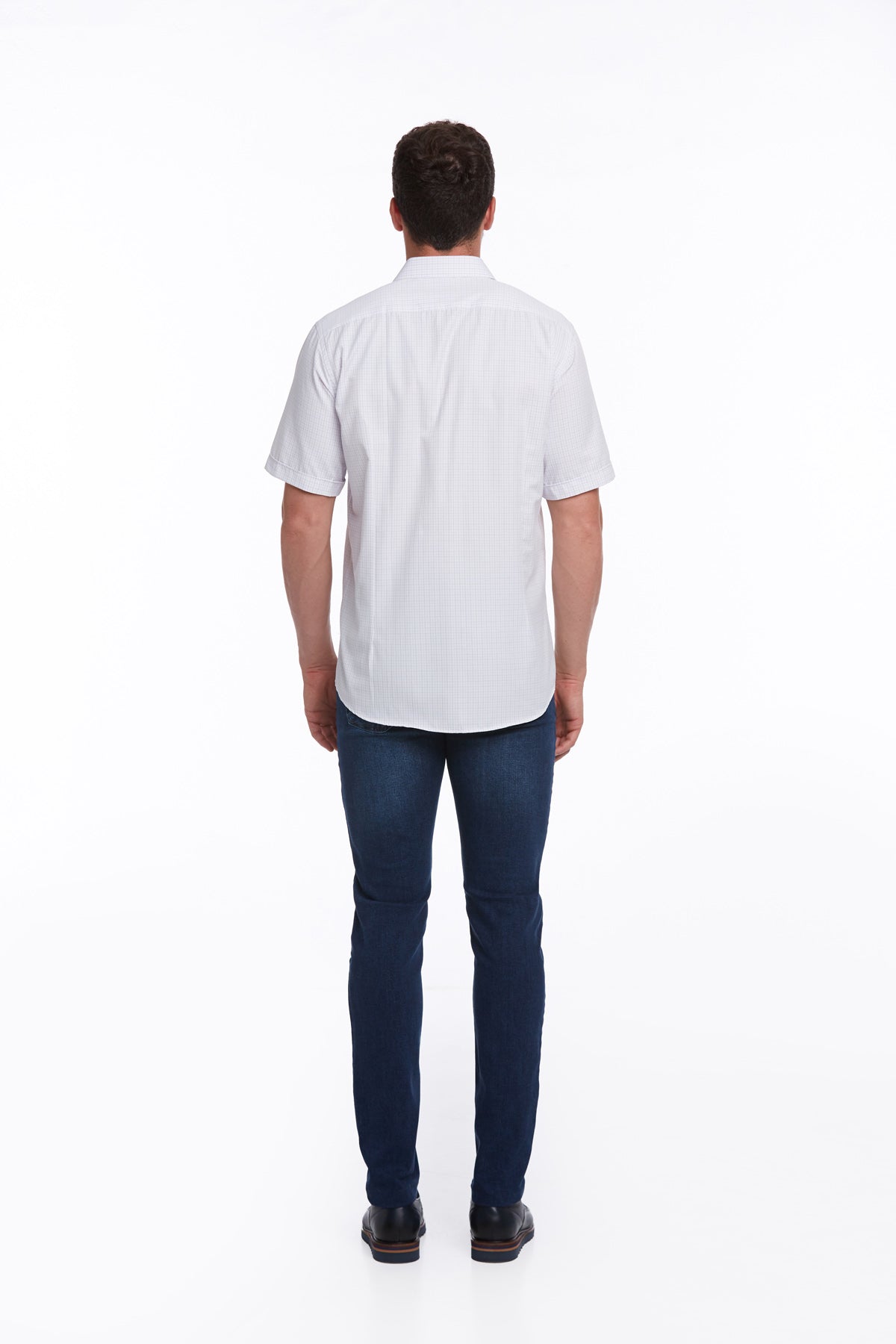 Regular Fit Pin Check Cotton Blend Lilac Dress Shirt - SAYKI