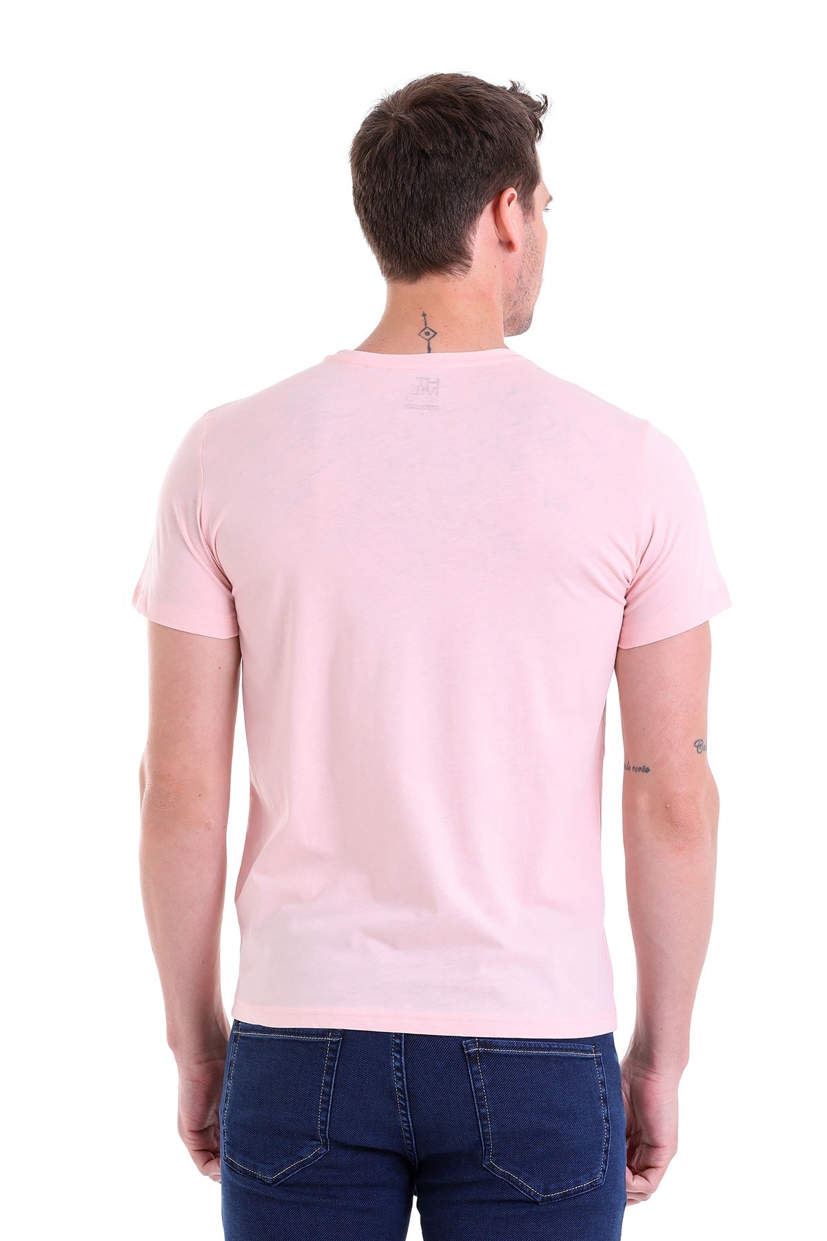 Regular Fit Pink Basic Cotton Crew Neck T-Shirt - SAYKI