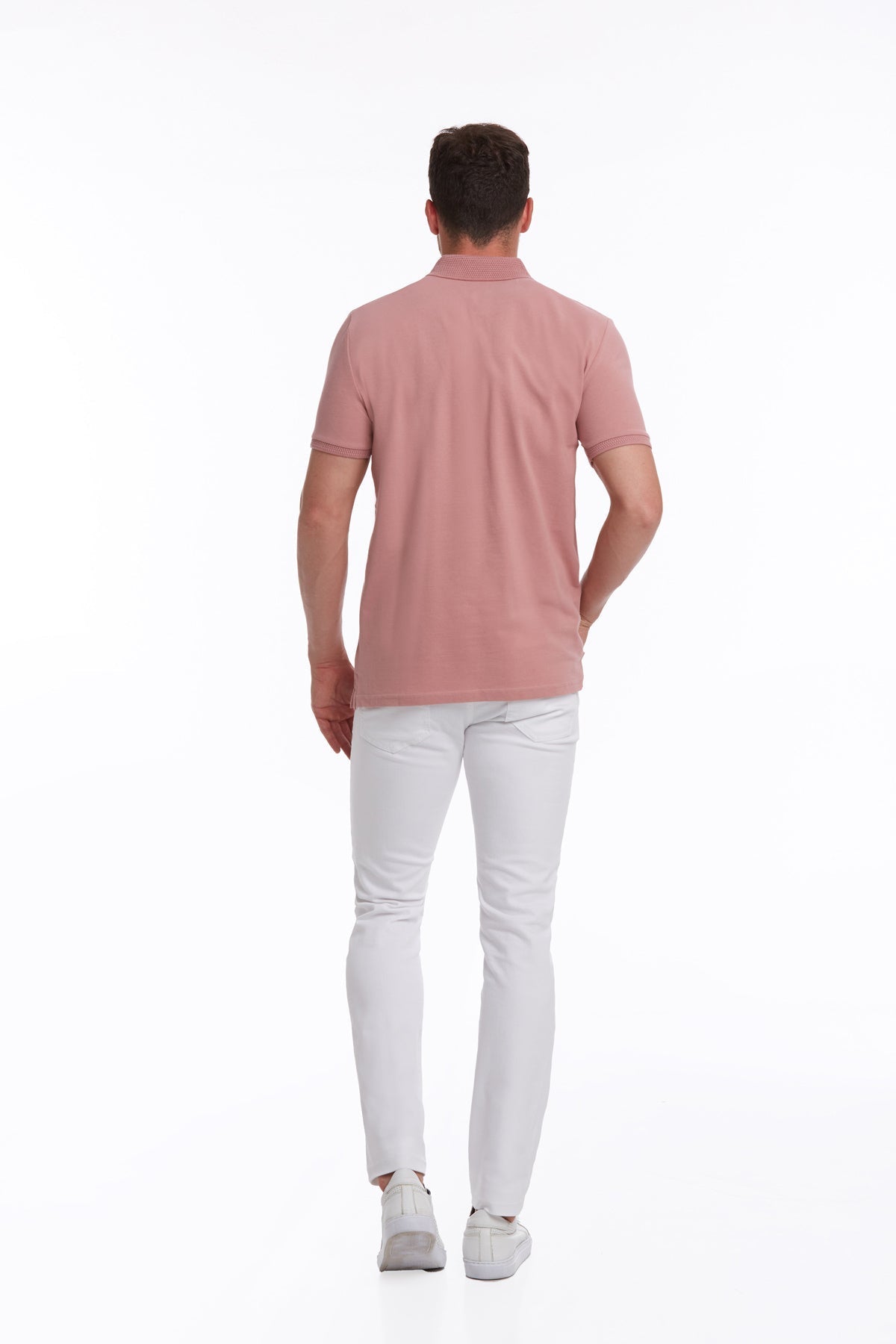 Regular Fit Pink Basic Cotton Polo T-Shirt - SAYKI