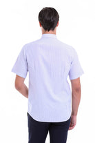 Regular Fit Pinstripe Cotton Blend Lilac Dress Shirt - SAYKI