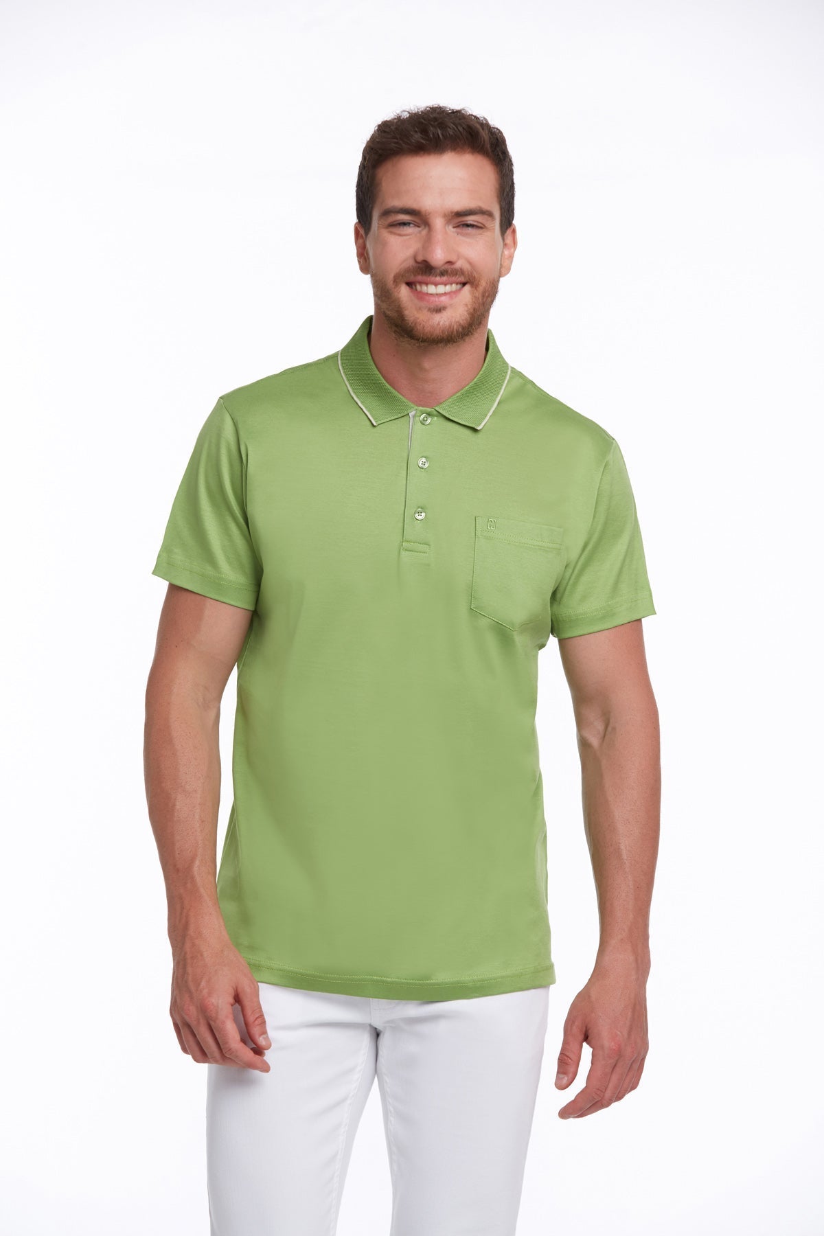 Regular Fit Pistachio Green Basic Cotton Polo T-Shirt