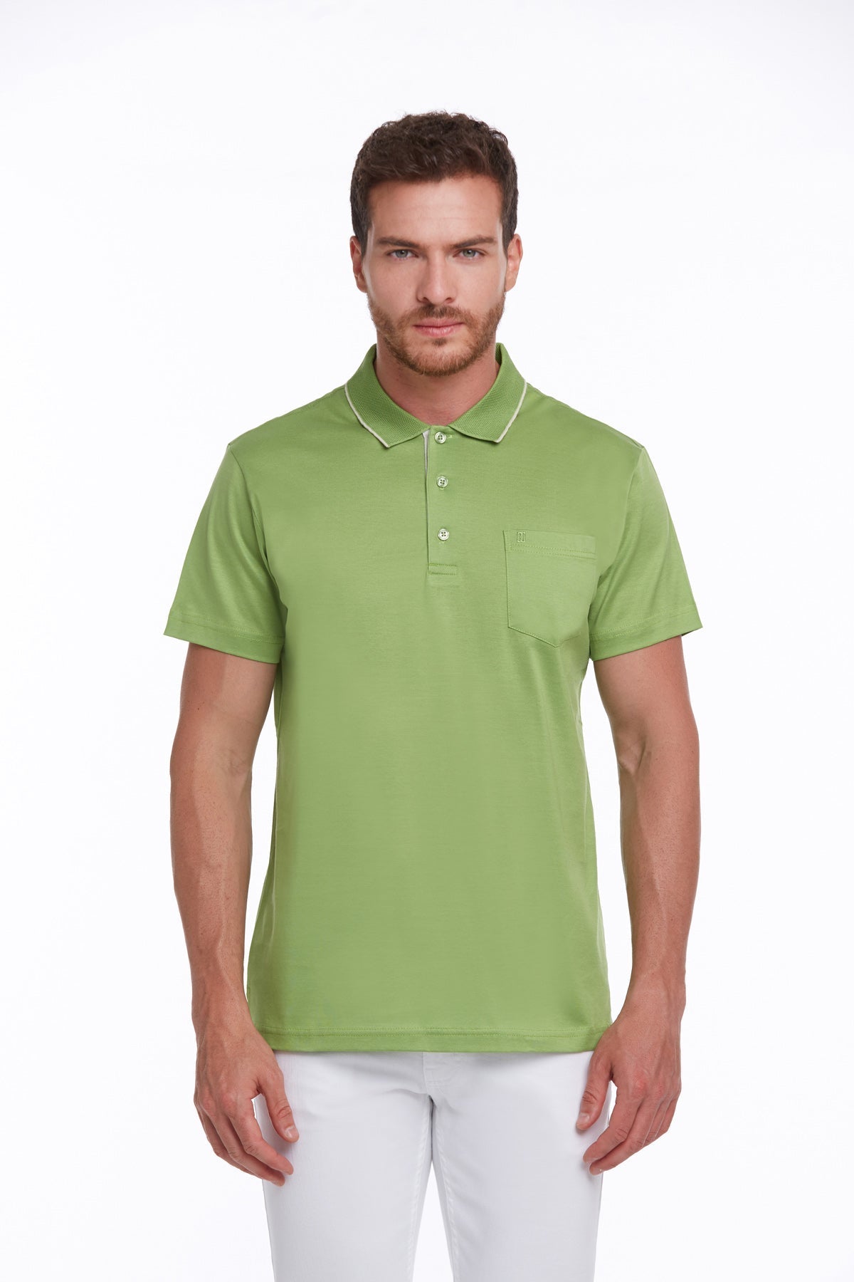 Regular Fit Pistachio Green Basic Cotton Polo T-Shirt