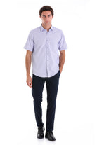 Regular Fit Plaid Cotton Blend Purple Dress Shirt - SAYKI