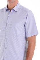 Regular Fit Plaid Cotton Blend Purple Dress Shirt - SAYKI