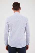 Regular Fit Printed Cotton Blend Blue Casual Shirt - SAYKI