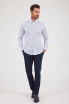 Regular Fit Printed Cotton Blend Blue Casual Shirt - SAYKI