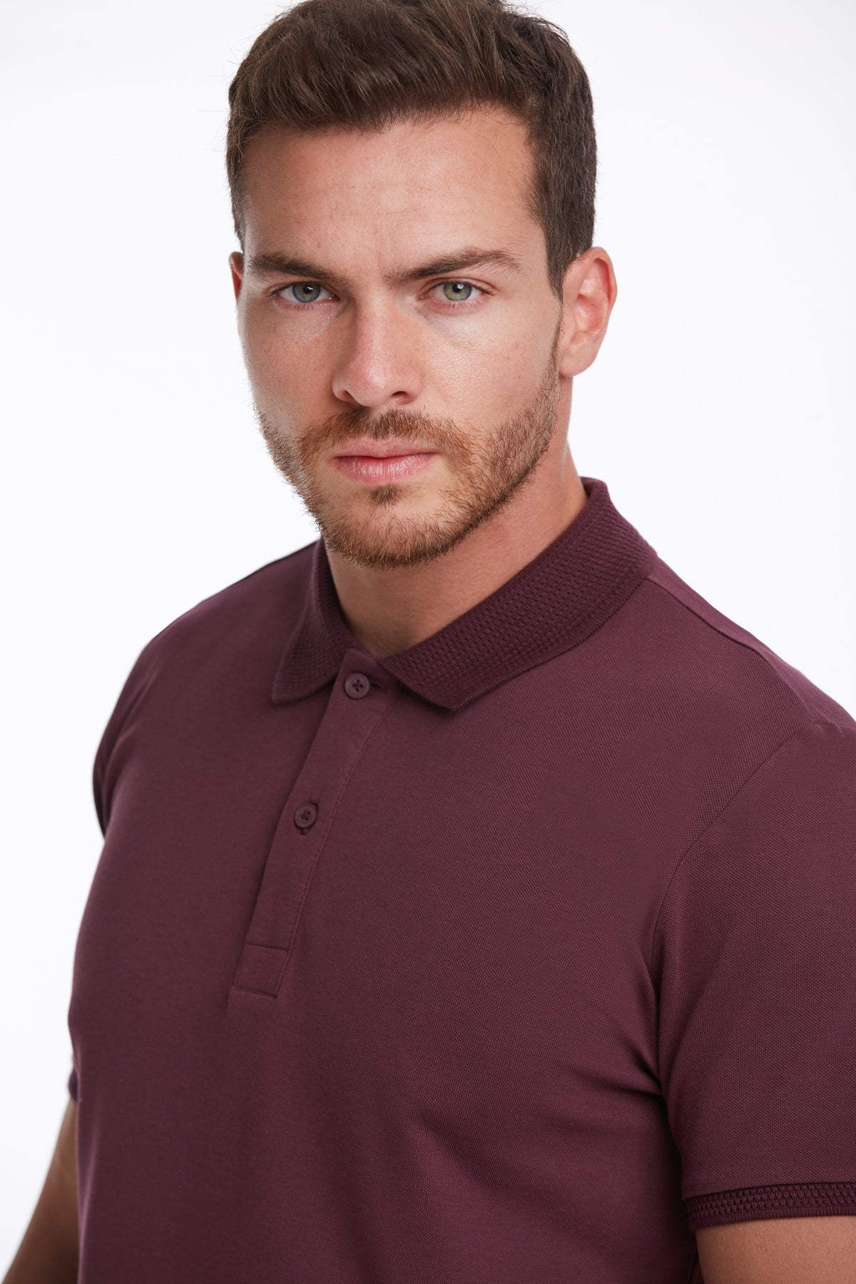 Regular Fit Purple Basic Cotton Polo T-Shirt - SAYKI