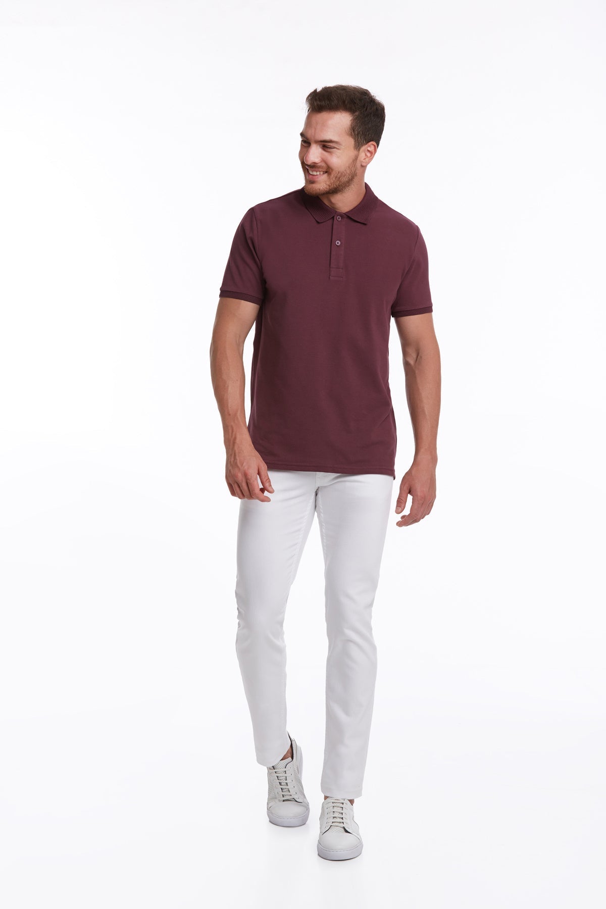 Regular Fit Purple Basic Cotton Polo T-Shirt - SAYKI