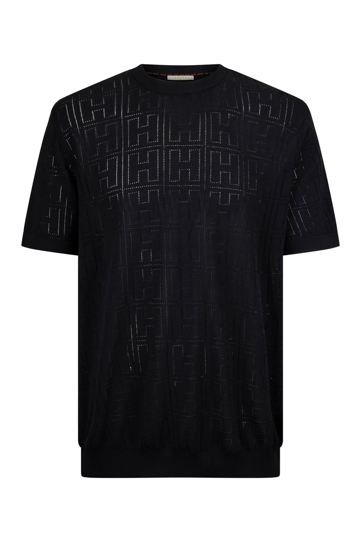 Regular Fit Rayon Black Crewneck T-Shirt - SAYKI