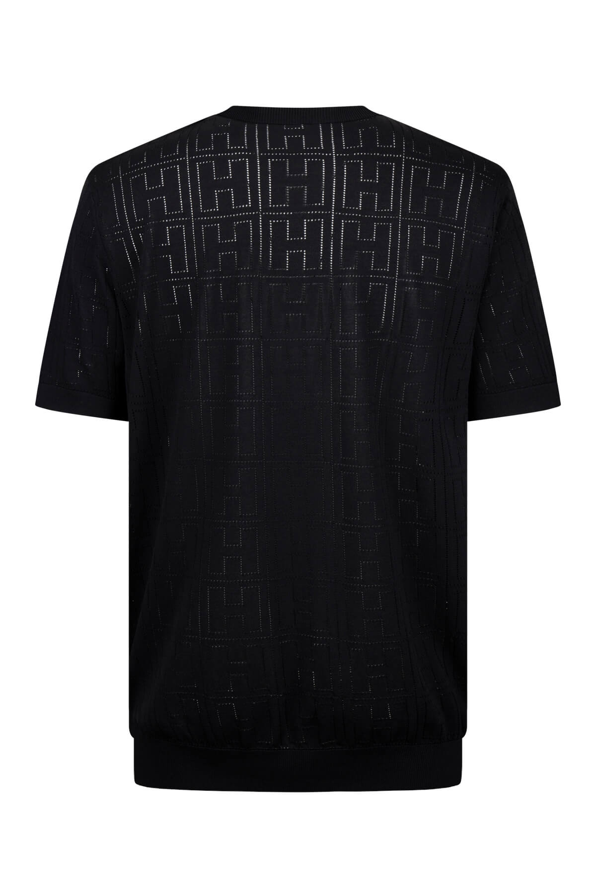 Regular Fit Rayon Black Crewneck T-Shirt - SAYKI