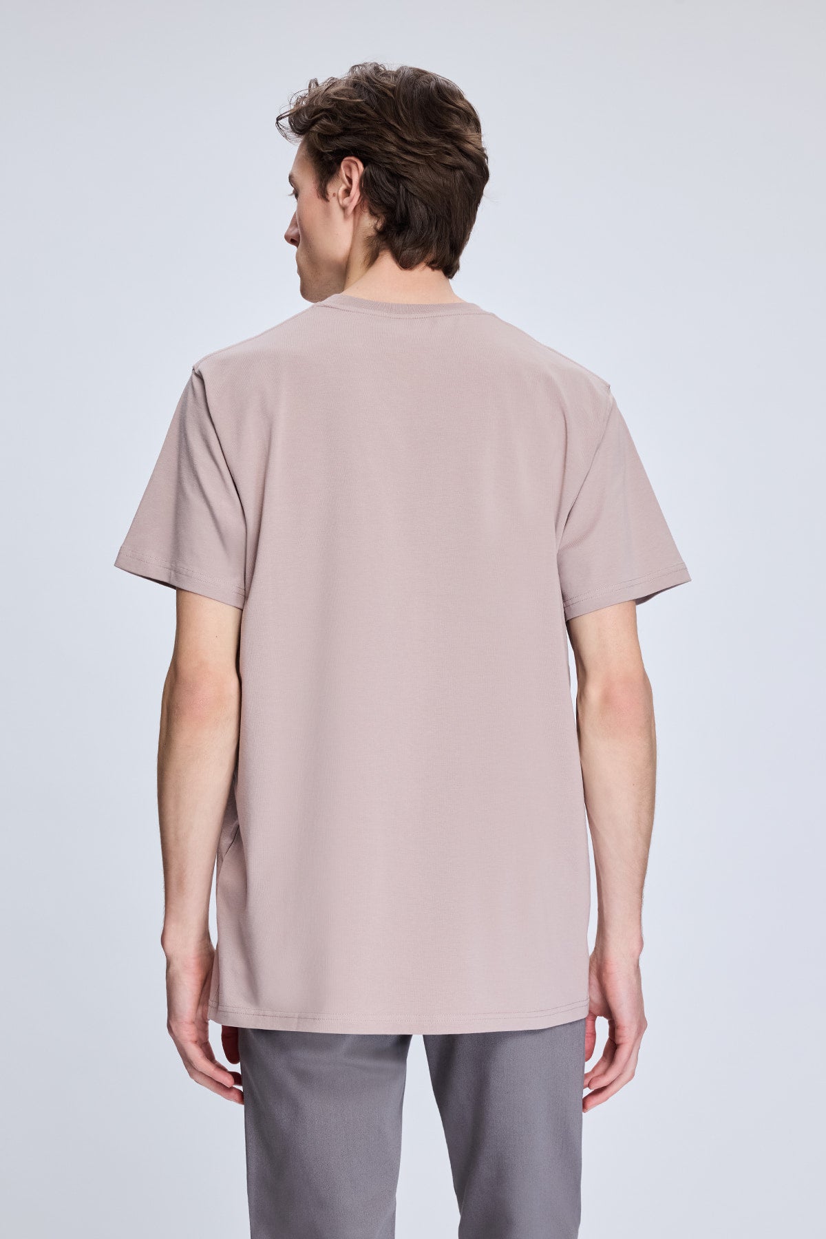 Regular Fit Rose Cotton Blend Crewneck T-Shirt - SAYKI