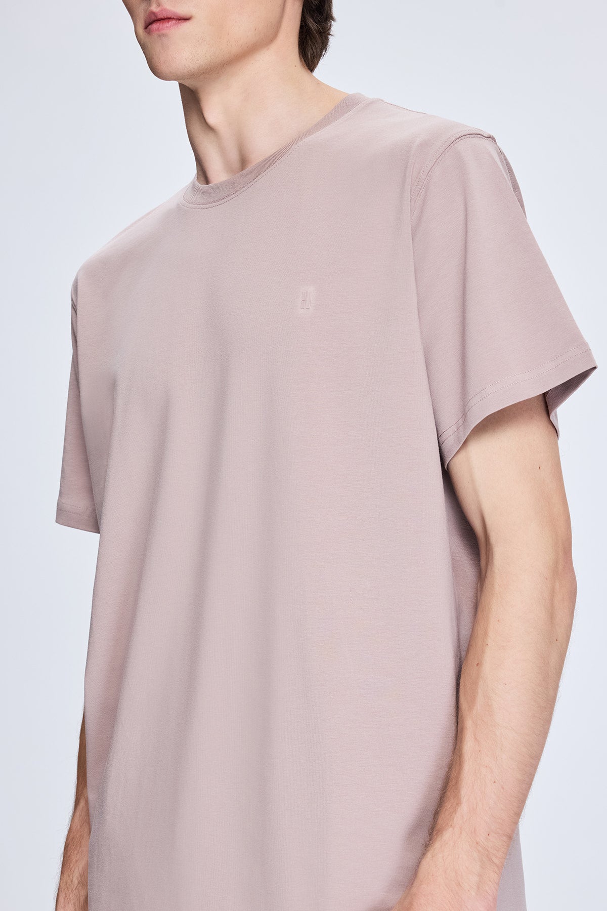 Regular Fit Rose Cotton Blend Crewneck T-Shirt - SAYKI