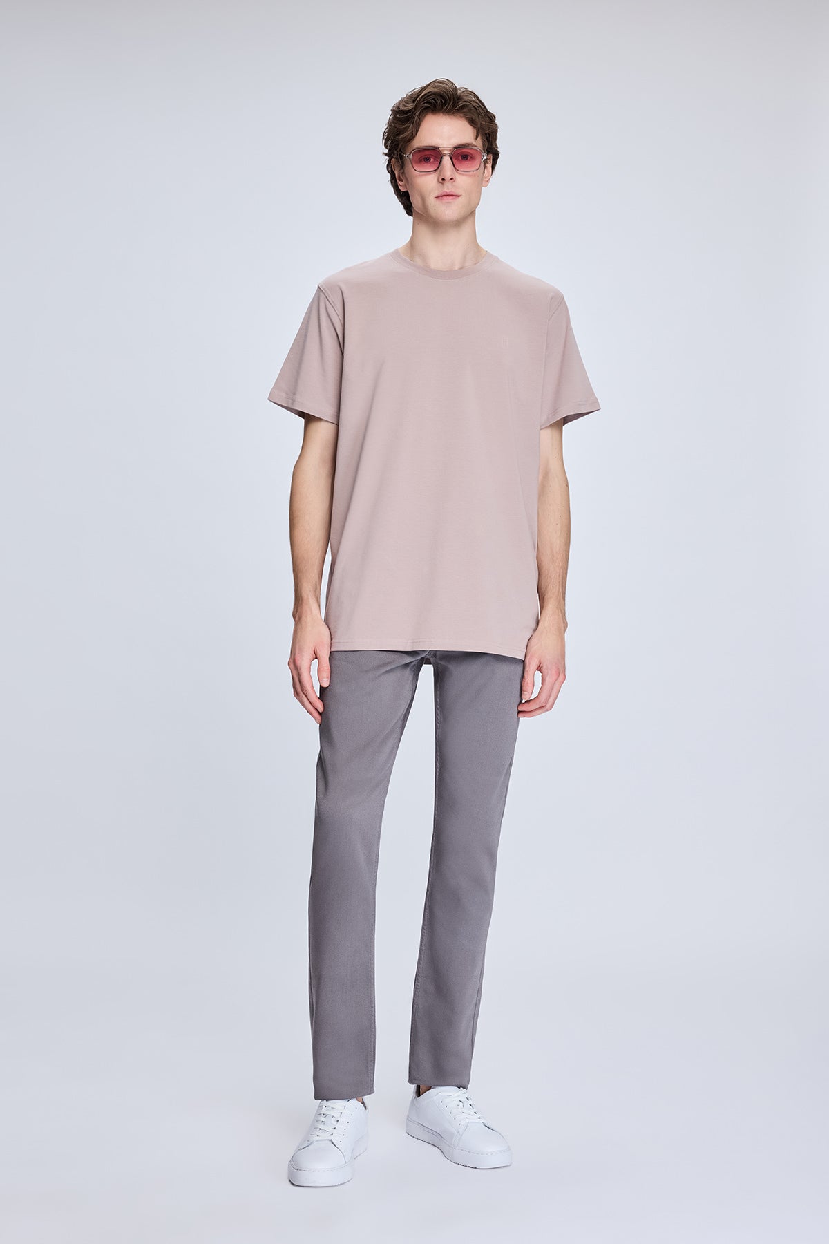 Regular Fit Rose Cotton Blend Crewneck T-Shirt - SAYKI