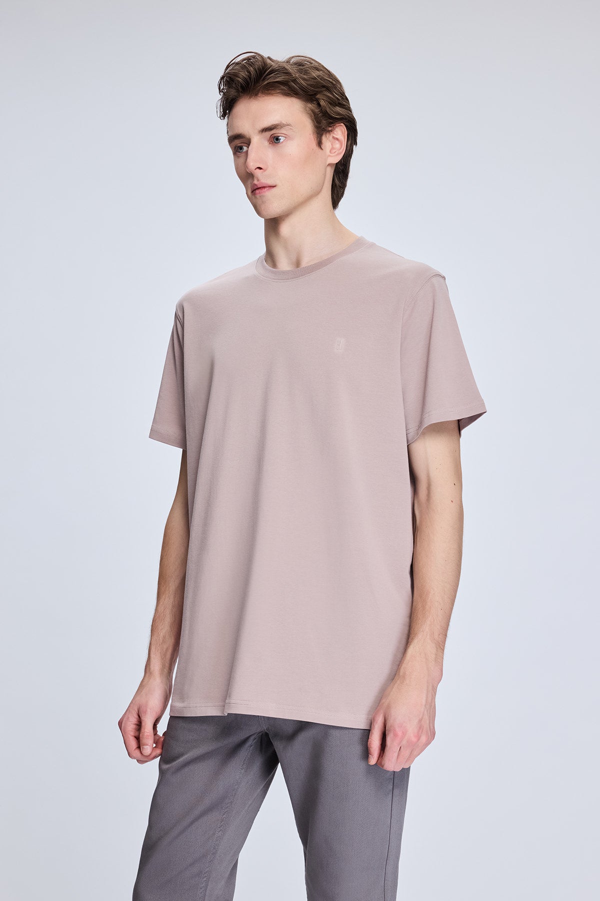 Regular Fit Rose Cotton Blend Crewneck T-Shirt - SAYKI