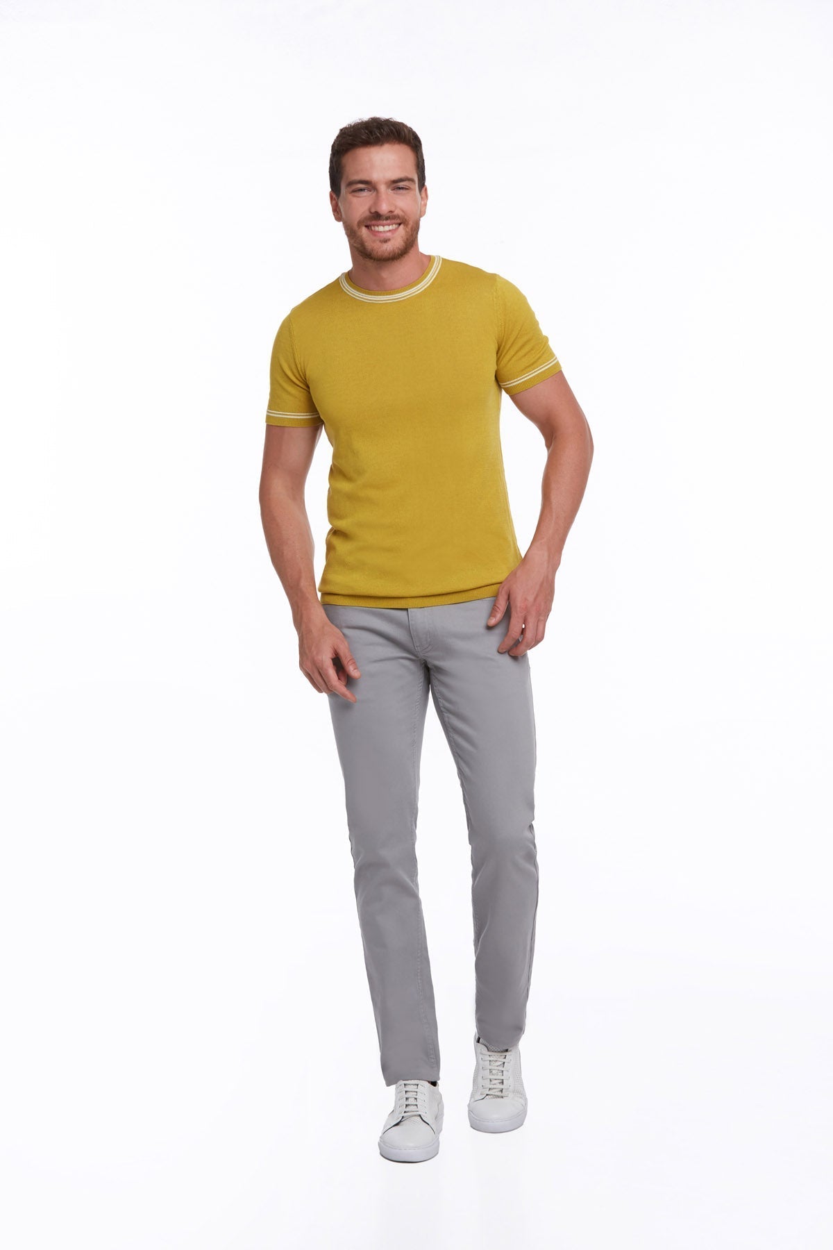 Regular Fit Saffron Basic Crew Neck T-Shirt - SAYKI