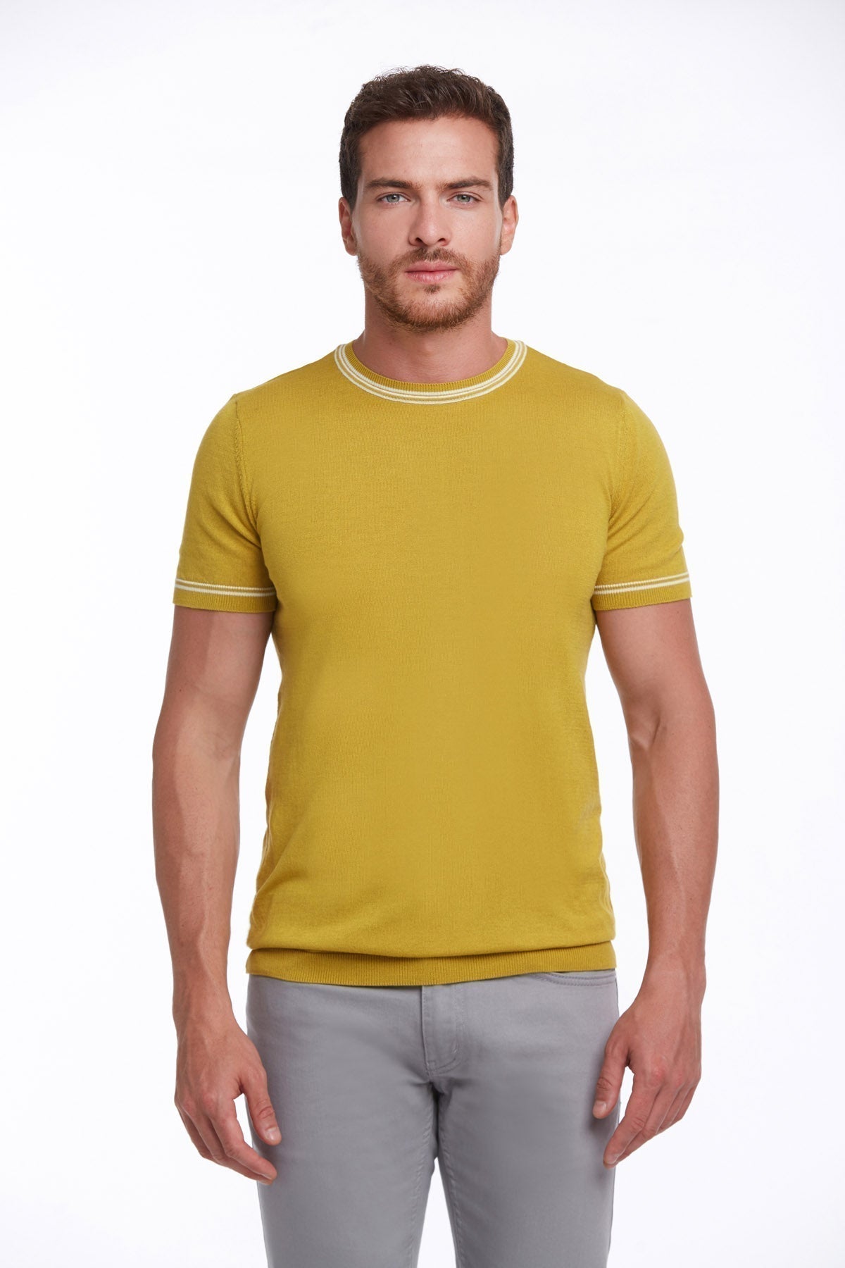 Regular Fit Saffron Basic Crew Neck T-Shirt - SAYKI