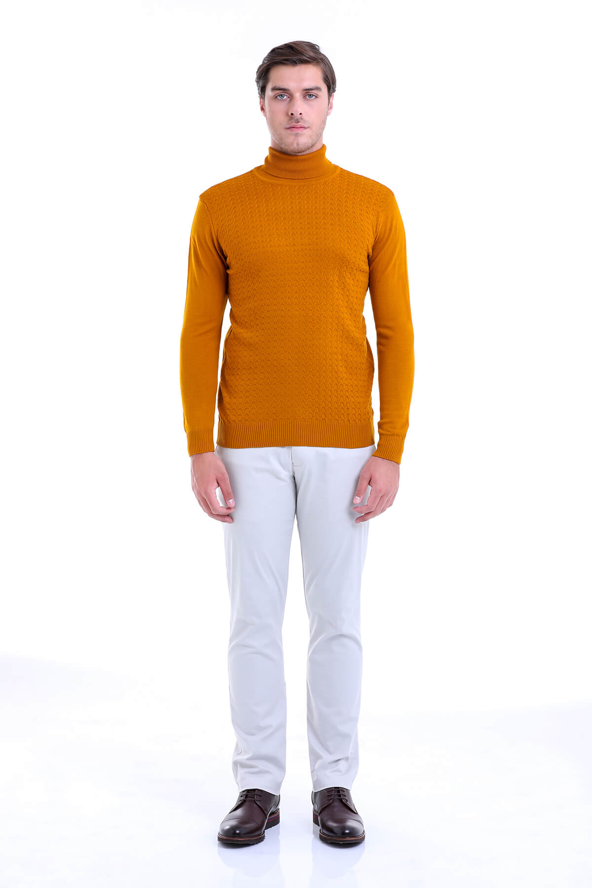 Regular Fit Saffron Turtleneck Sweater - SAYKI