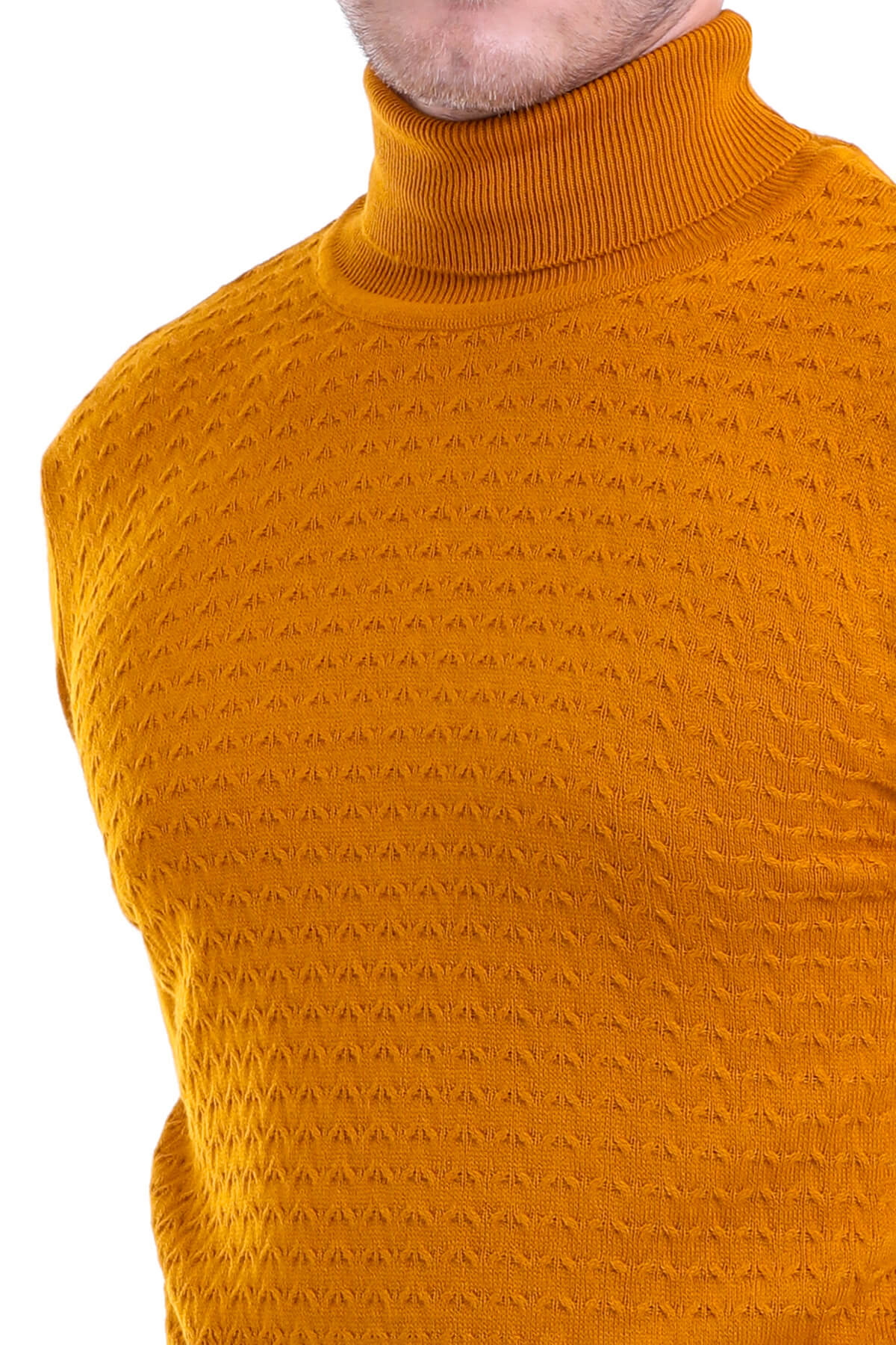 Regular Fit Saffron Turtleneck Sweater - SAYKI