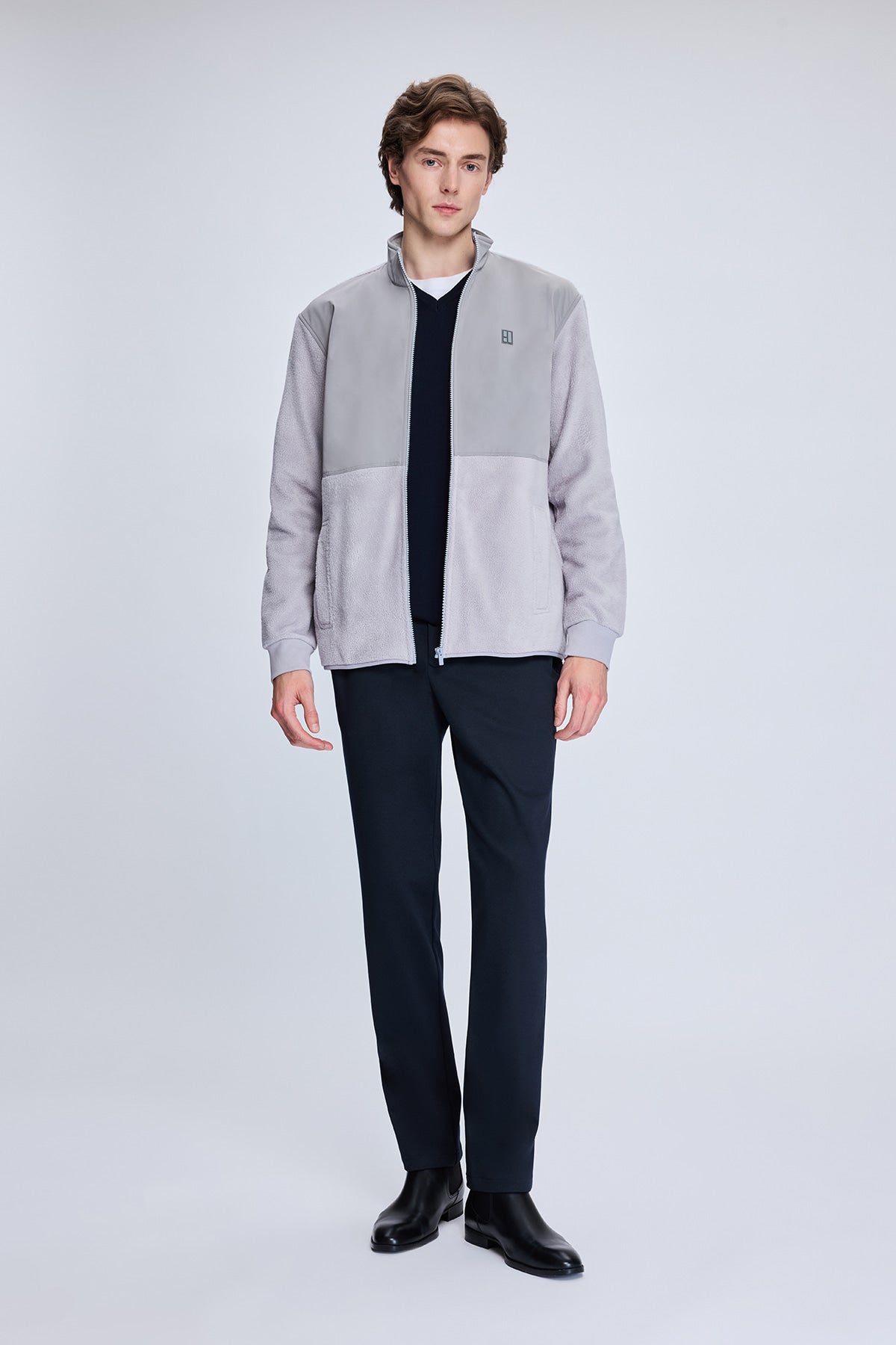 Regular Fit Seasonal Cotton Blend Gray Coat - SAYKI