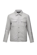 Regular Fit Shirt Collar Stone 100% Leather Coat