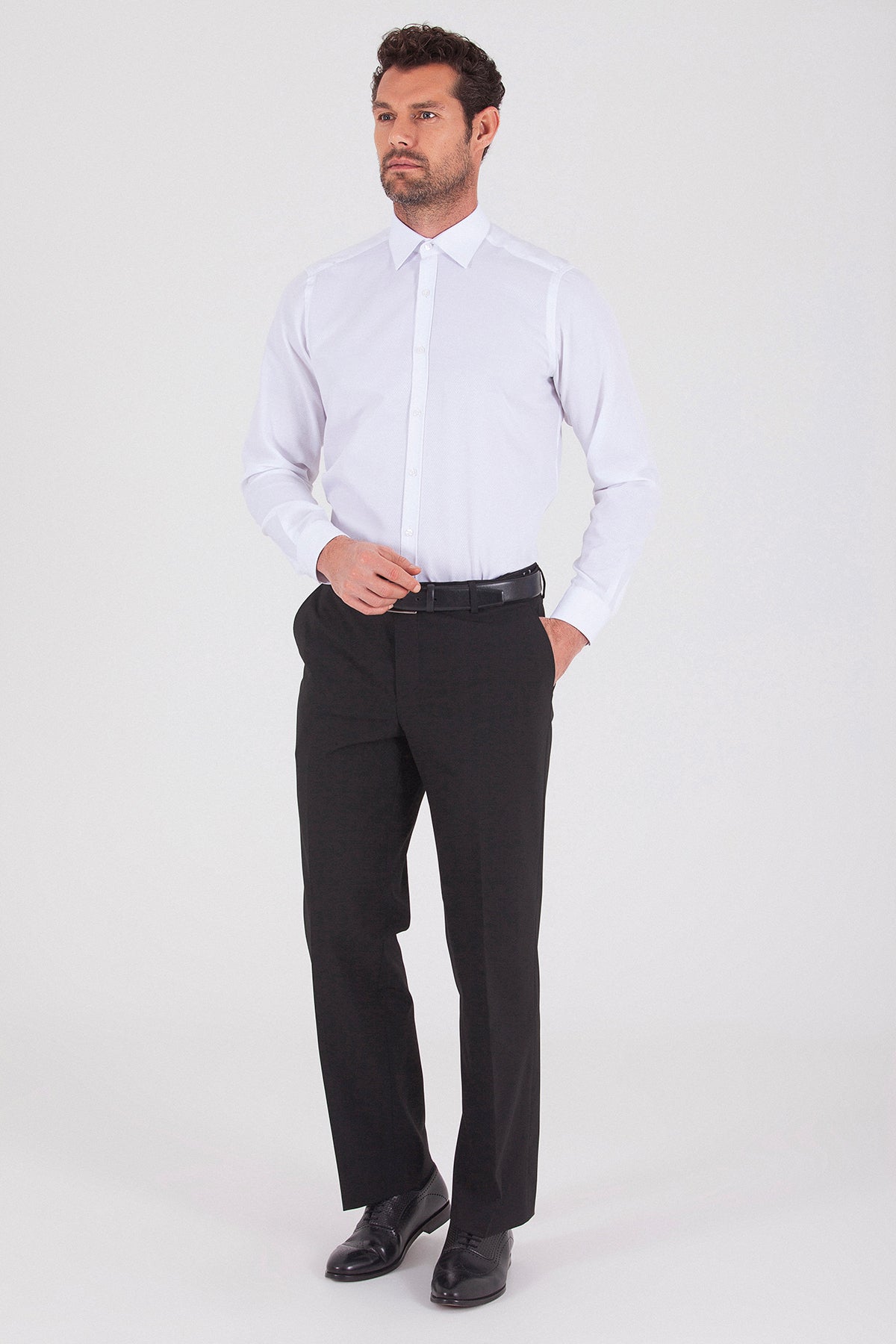 Regular Fit Side Pocket High Waist Black Dress Pants - SAYKI