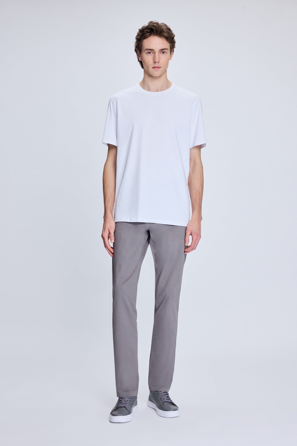 Regular Fit Side Pocket High Waist Gray Casual Pants - SAYKI