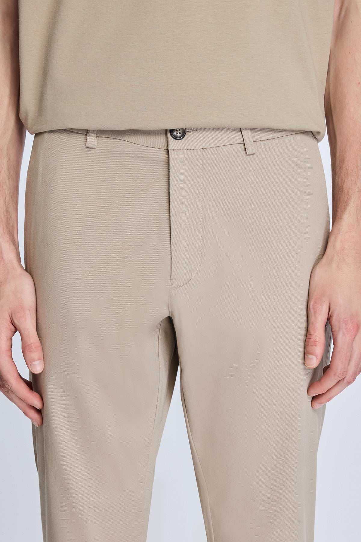 Regular Fit Side Pocket High Waist Mink Casual Pants - SAYKI