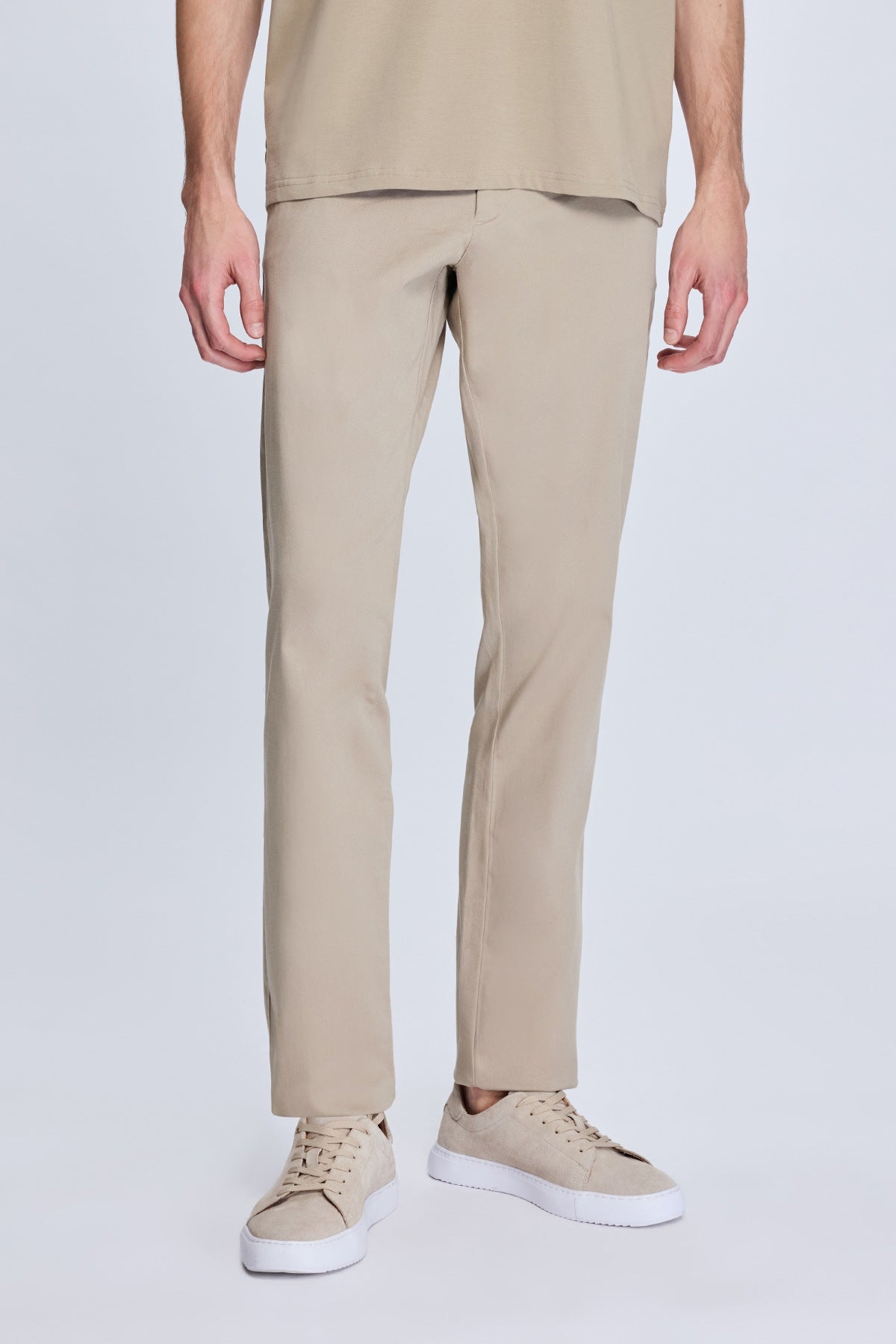 Regular Fit Side Pocket High Waist Mink Casual Pants - SAYKI