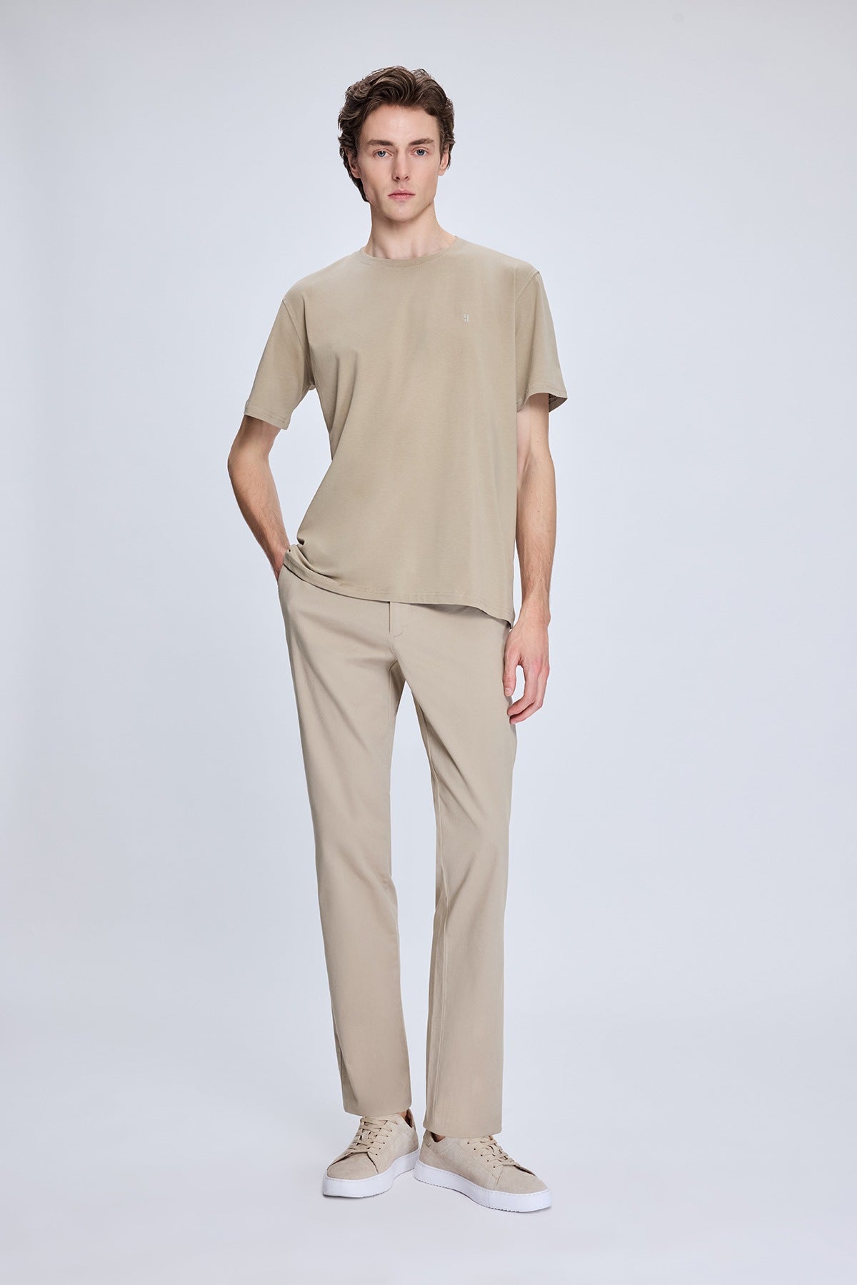 Regular Fit Side Pocket High Waist Mink Casual Pants - SAYKI