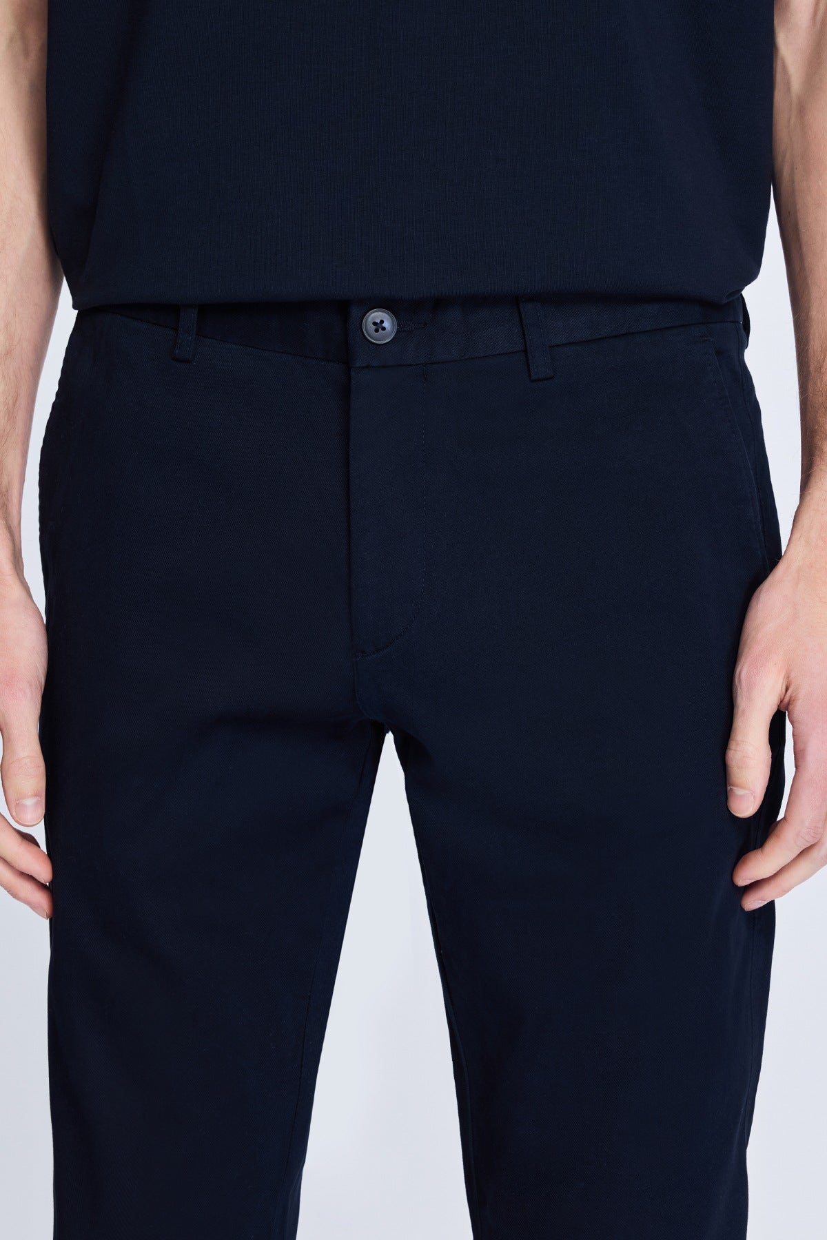 Regular Fit Side Pocket High Waist Navy Casual Pants - SAYKI