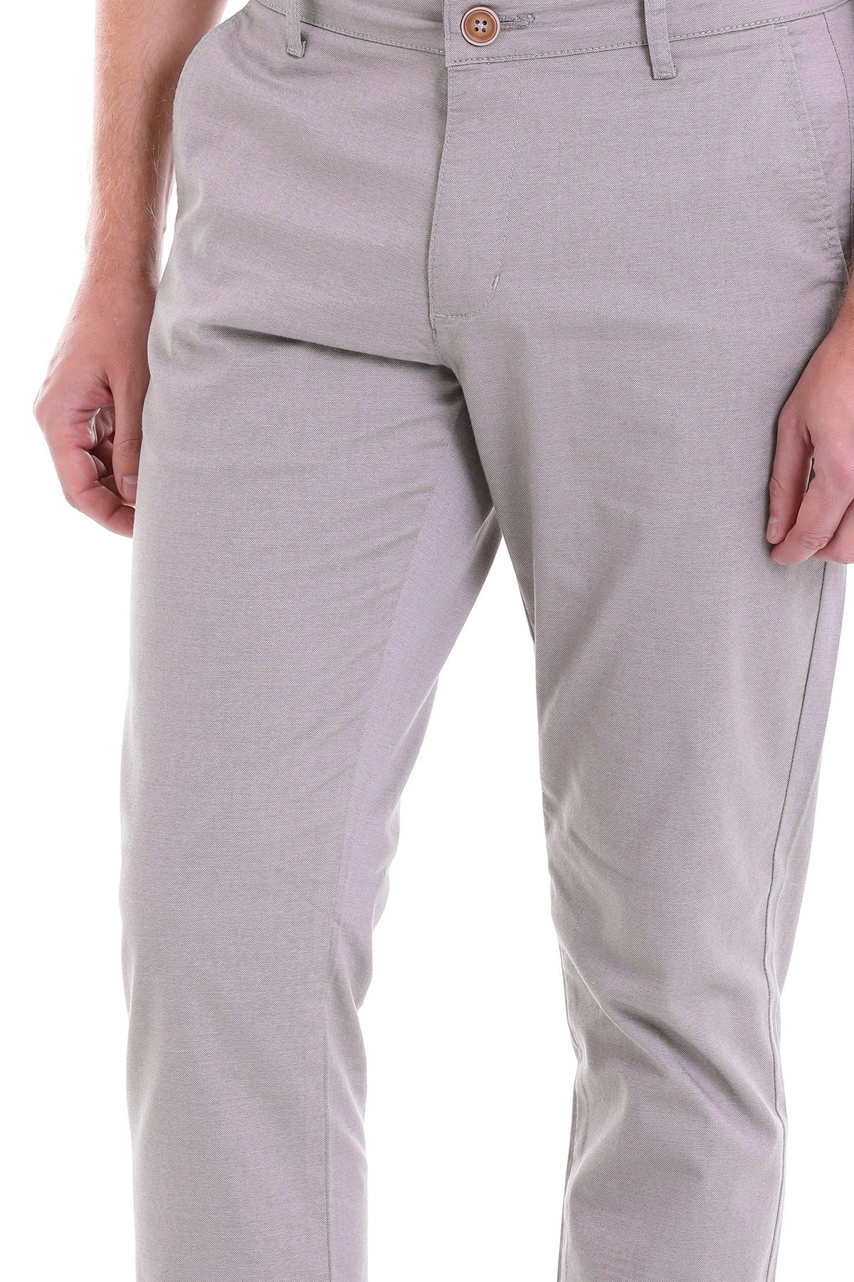 Regular Fit Side Pocket Light Mink Cotton Casual Pants