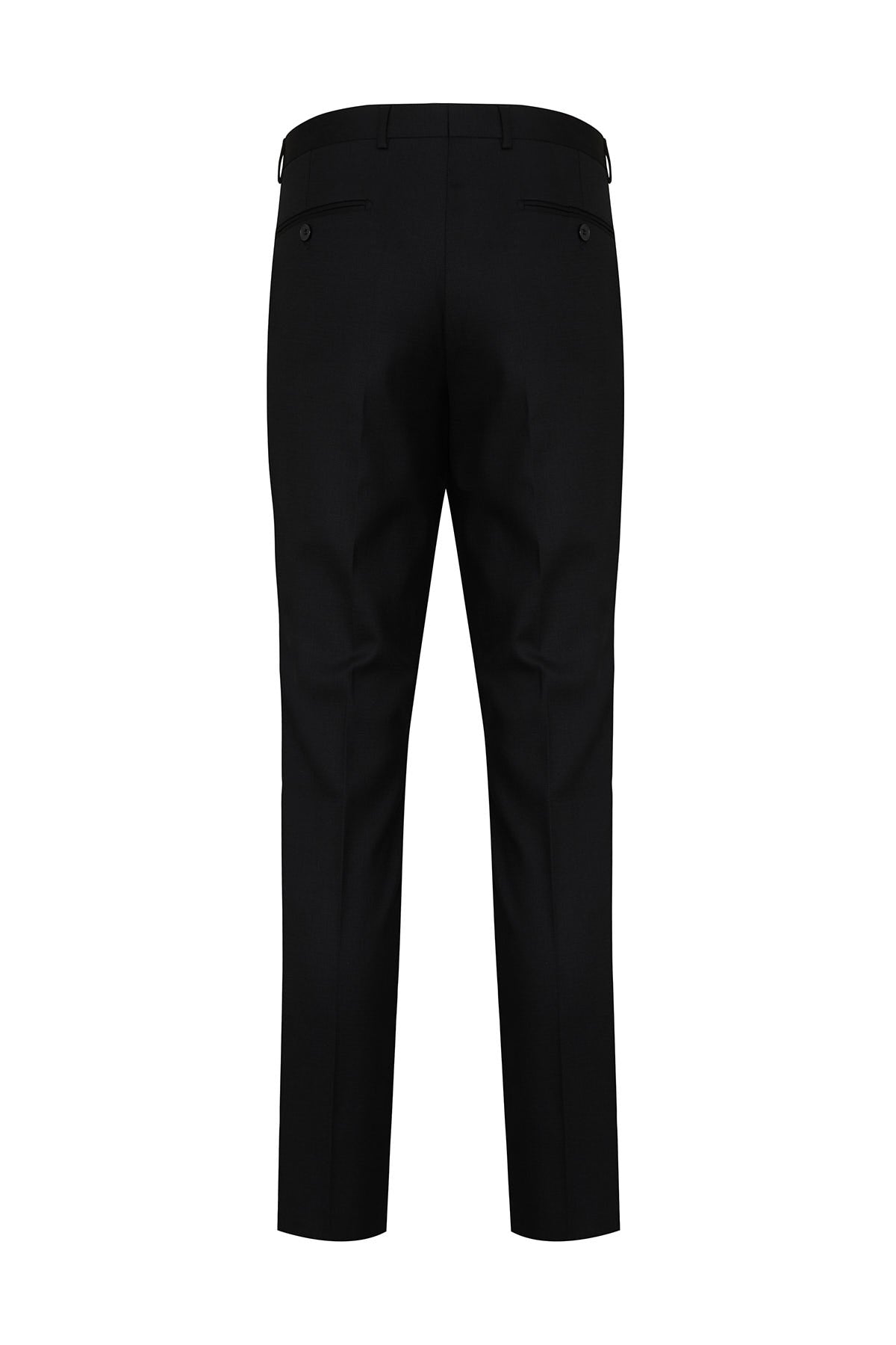 Regular Fit Side Pocket Low Waist Black Dress Pants - SAYKI