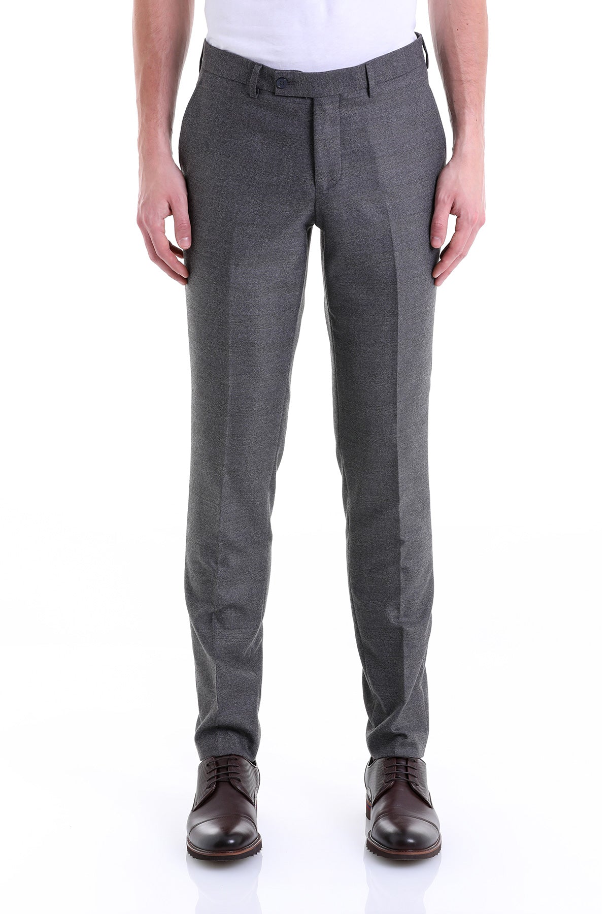 Regular Fit Side Pocket Low Waist Gray Dress Pants - SAYKI