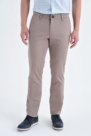 Beige chino trousers with a classic fit and button closure.