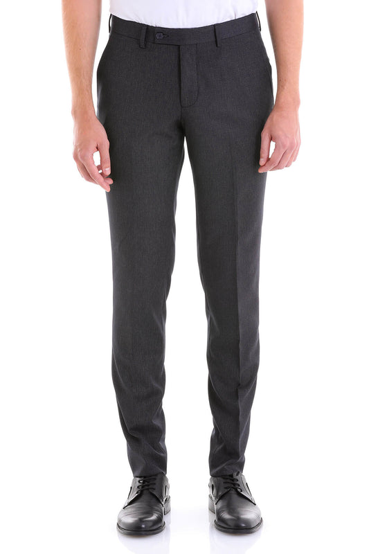 Regular Fit Side Pocket Low Waist Navy Dress Pants - SAYKI