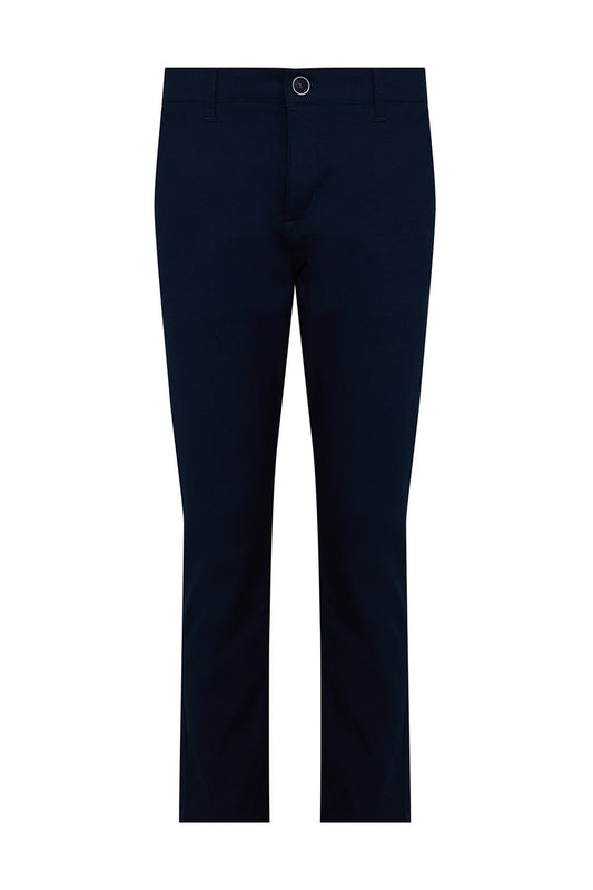 Regular Fit Side Pocket Navy Cotton Casual Pants SAYKI