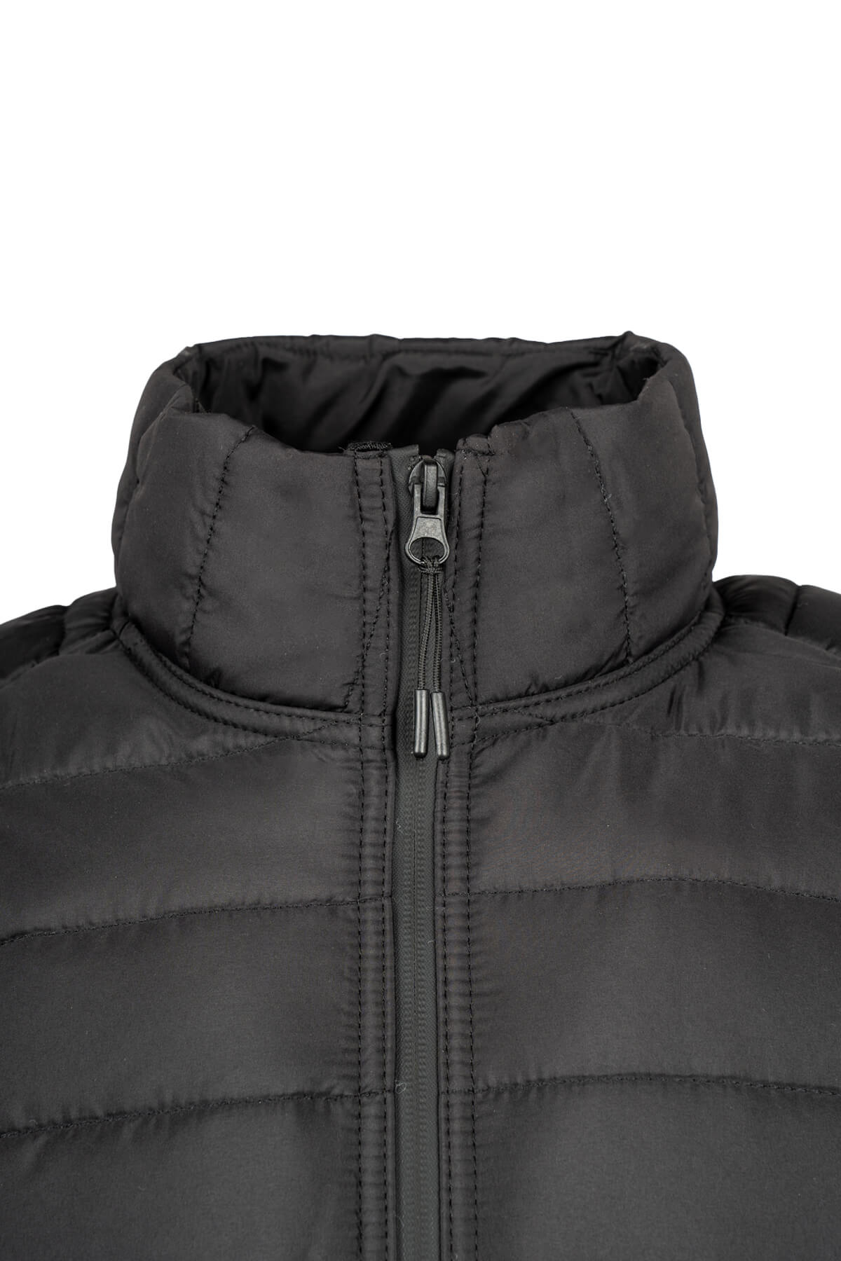Regular Fit Stand Collar Black Puffer Coat - SAYKI