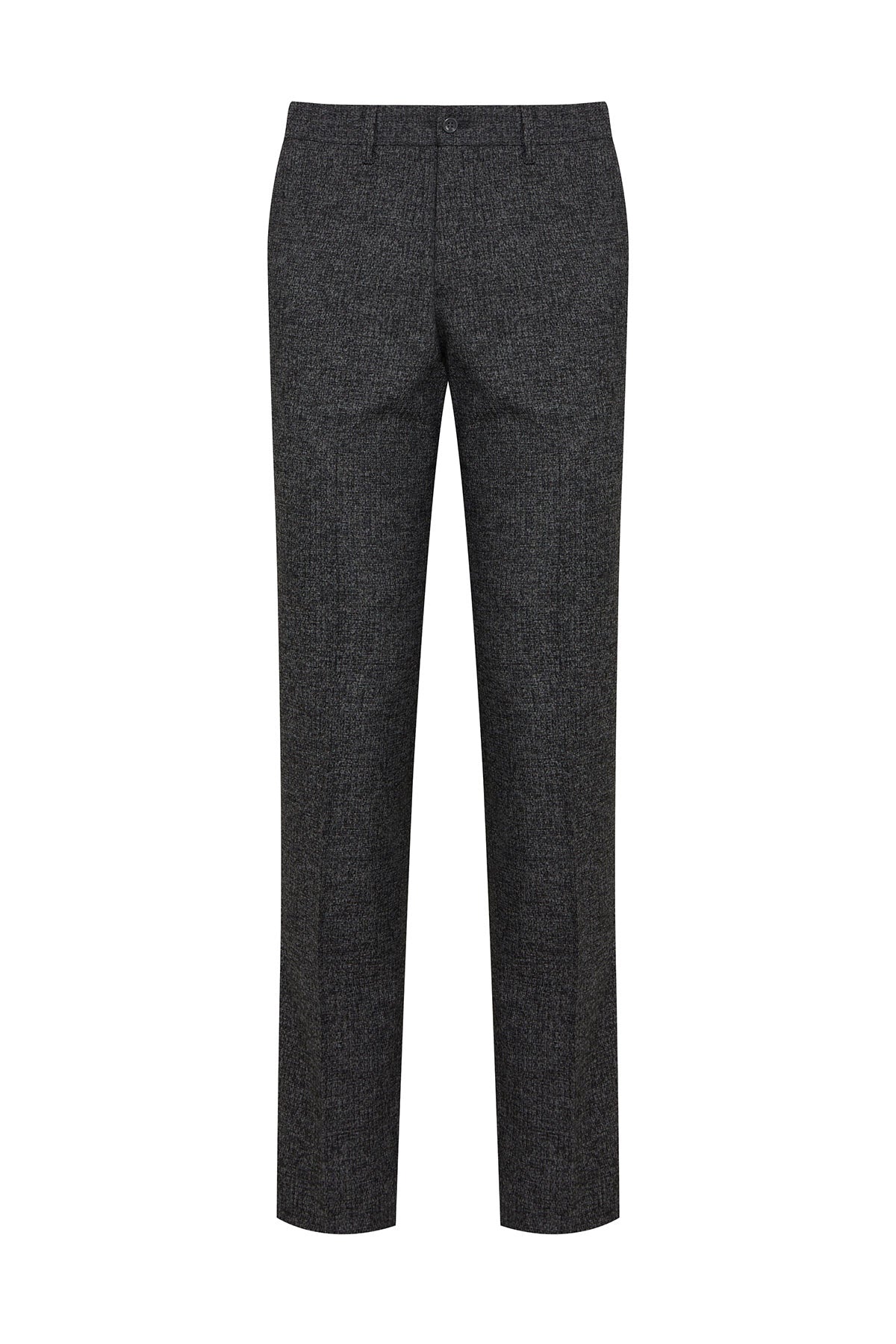 Regular Fit Textured Low Waist Black Dress Pants - SAYKI