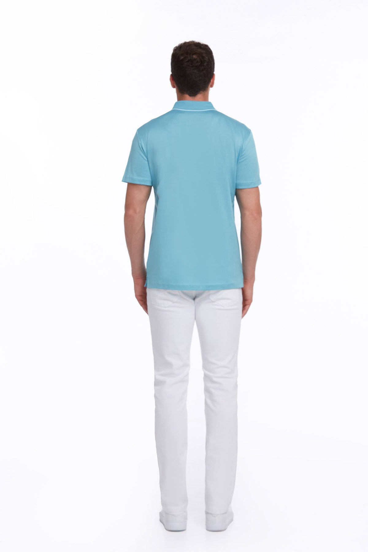 Regular Fit Turquoise Basic Cotton Polo T-Shirt - SAYKI