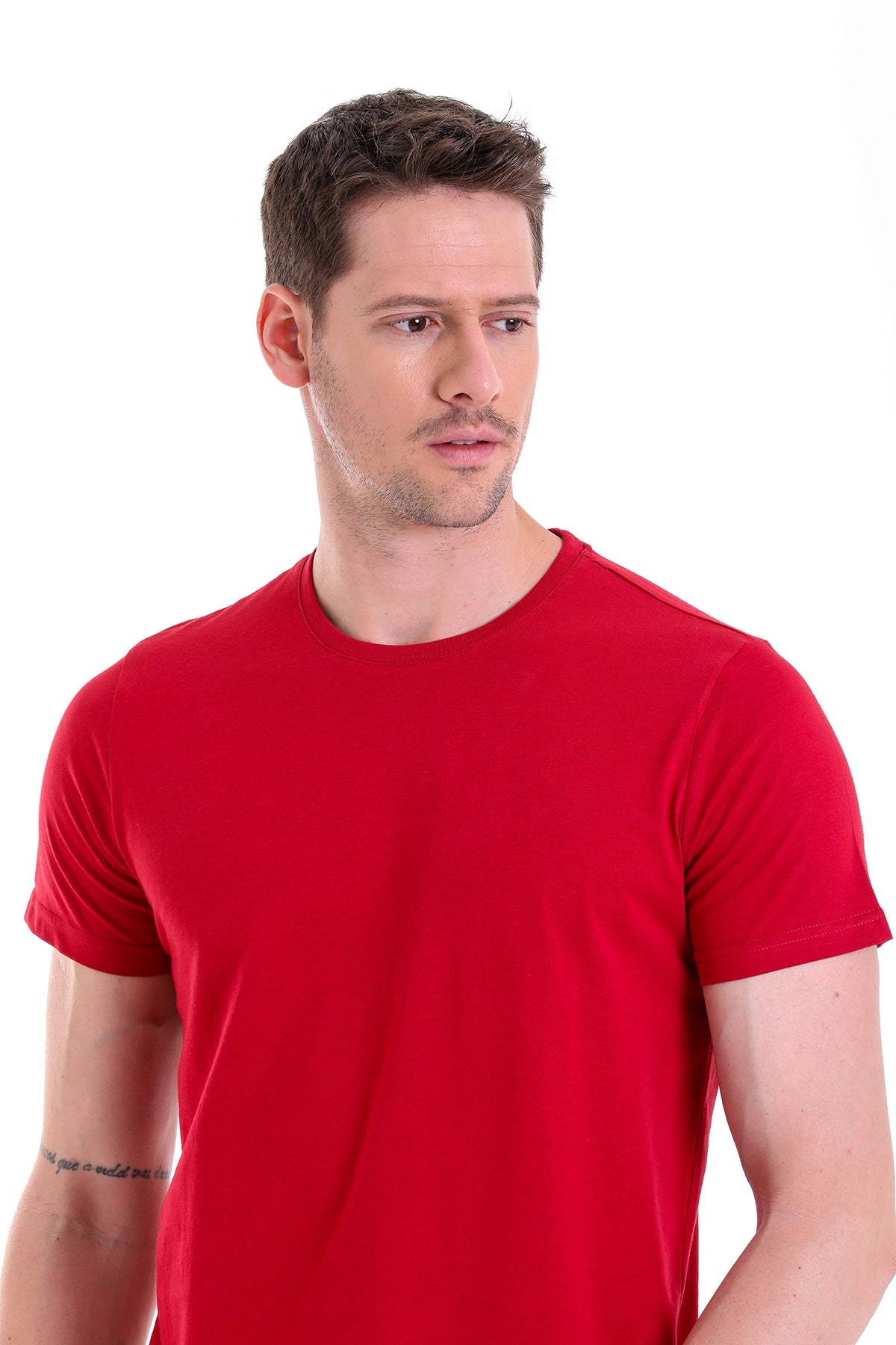 Regular Fit Vibrant Burgundy Cotton Crew Neck T-Shirt