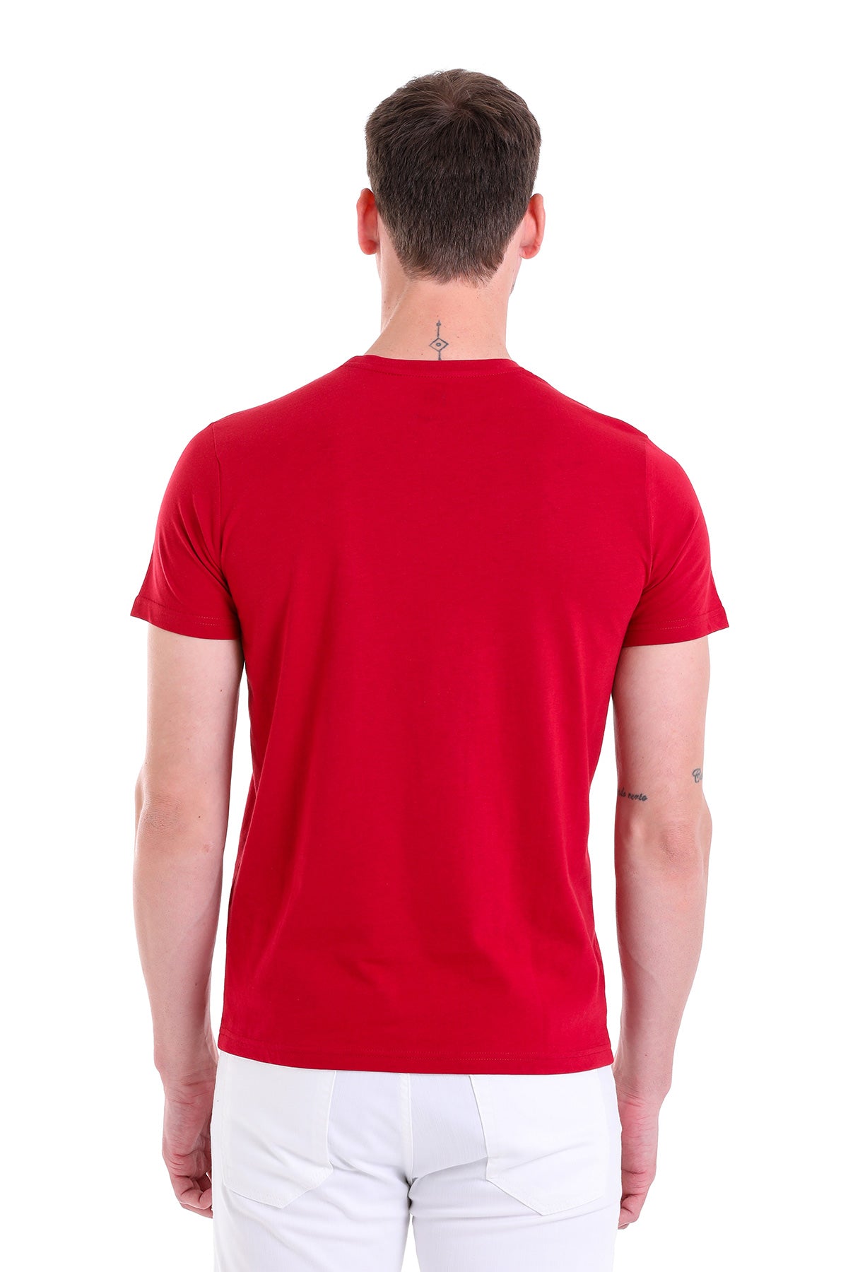 Regular Fit Vibrant Burgundy Cotton Crew Neck T-Shirt