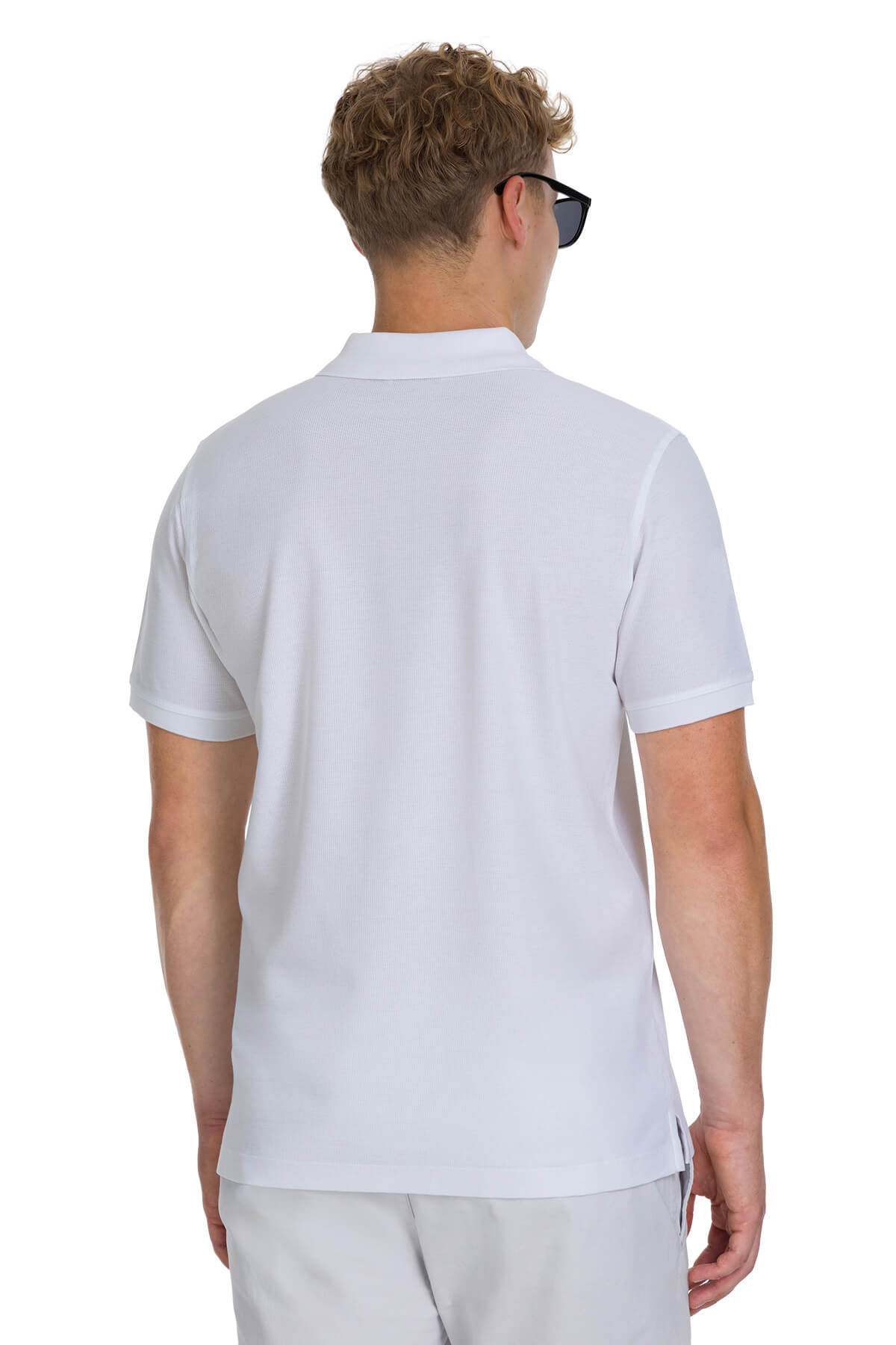 Regular Fit White 100% Cotton Mercerized Polo T-Shirt