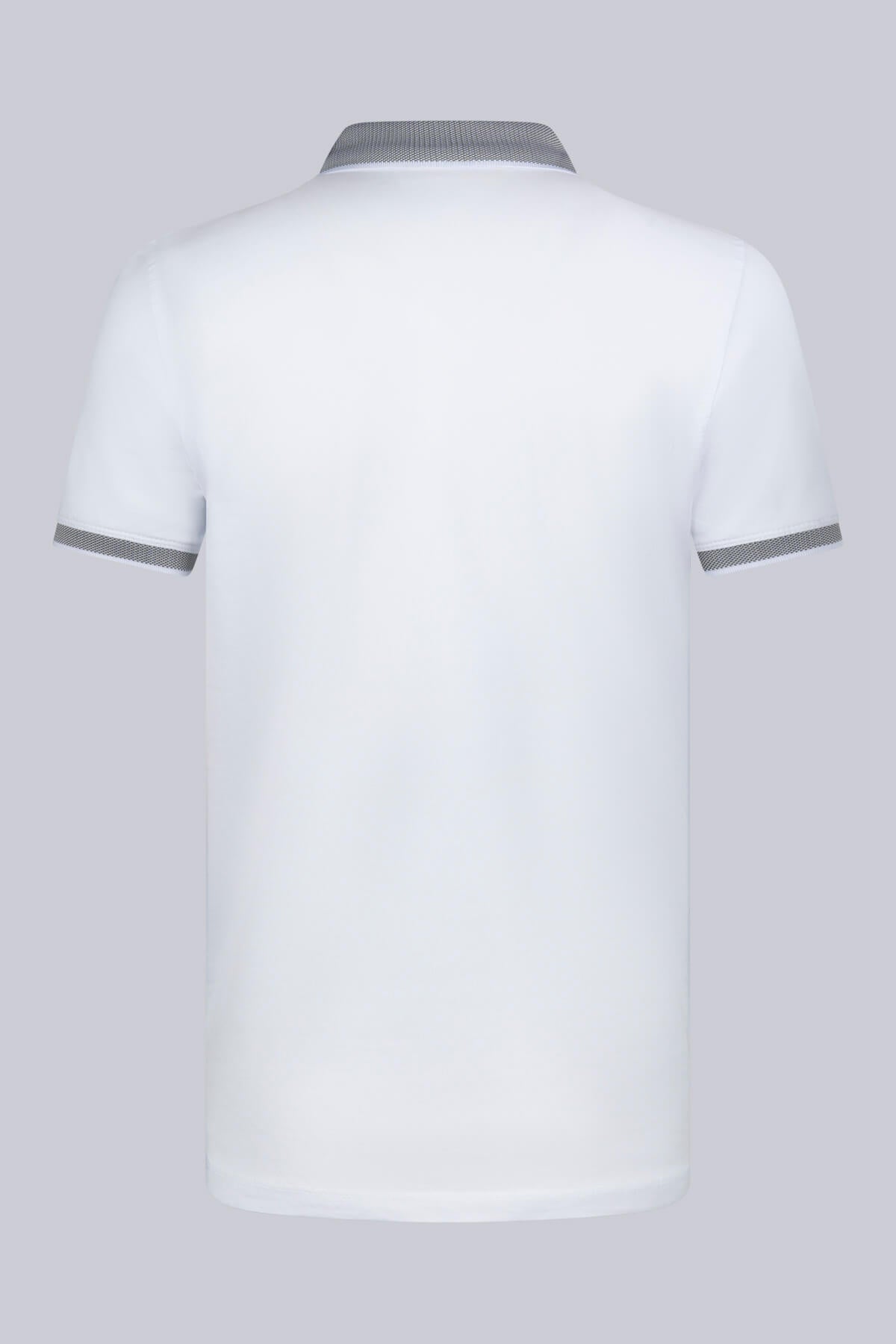 Regular Fit White 100% Cotton Polo T-Shirt - SAYKI