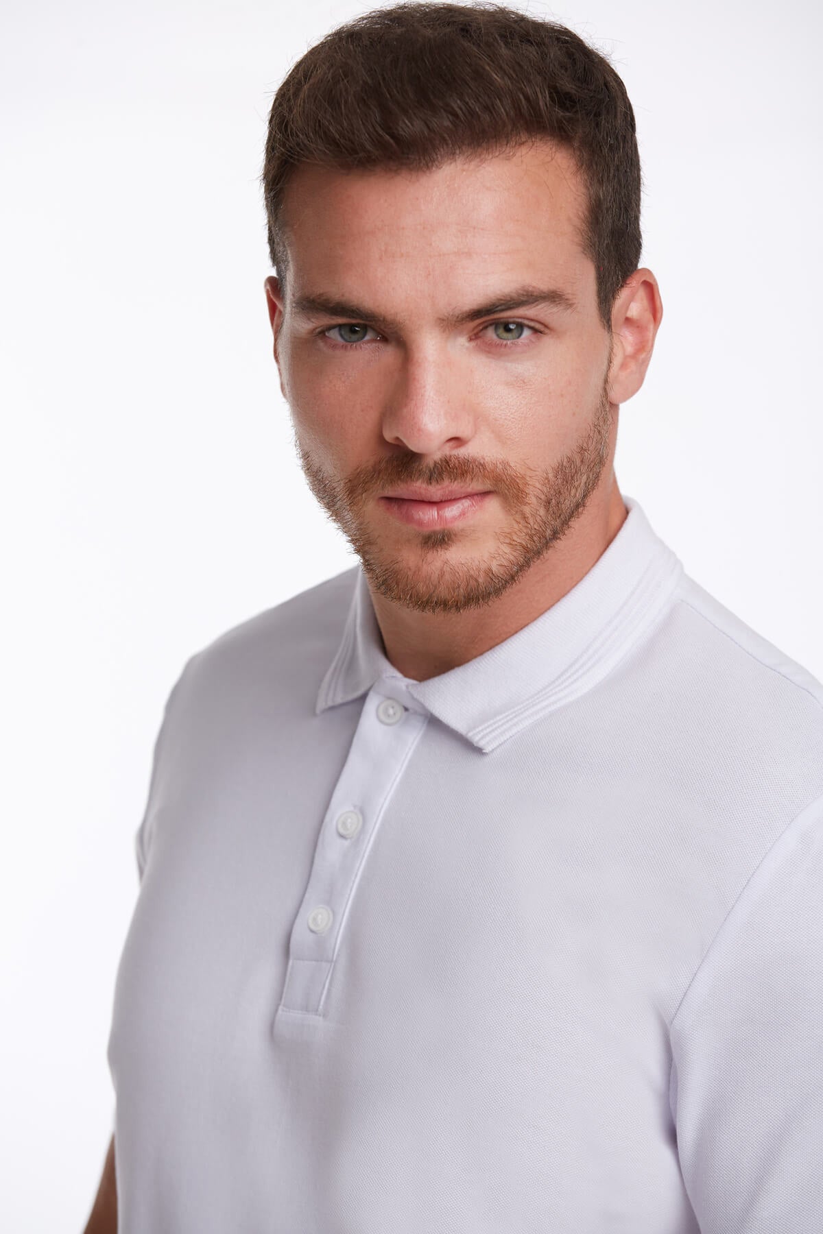 Regular Fit White Basic 100% Cotton Polo T-Shirt - SAYKI