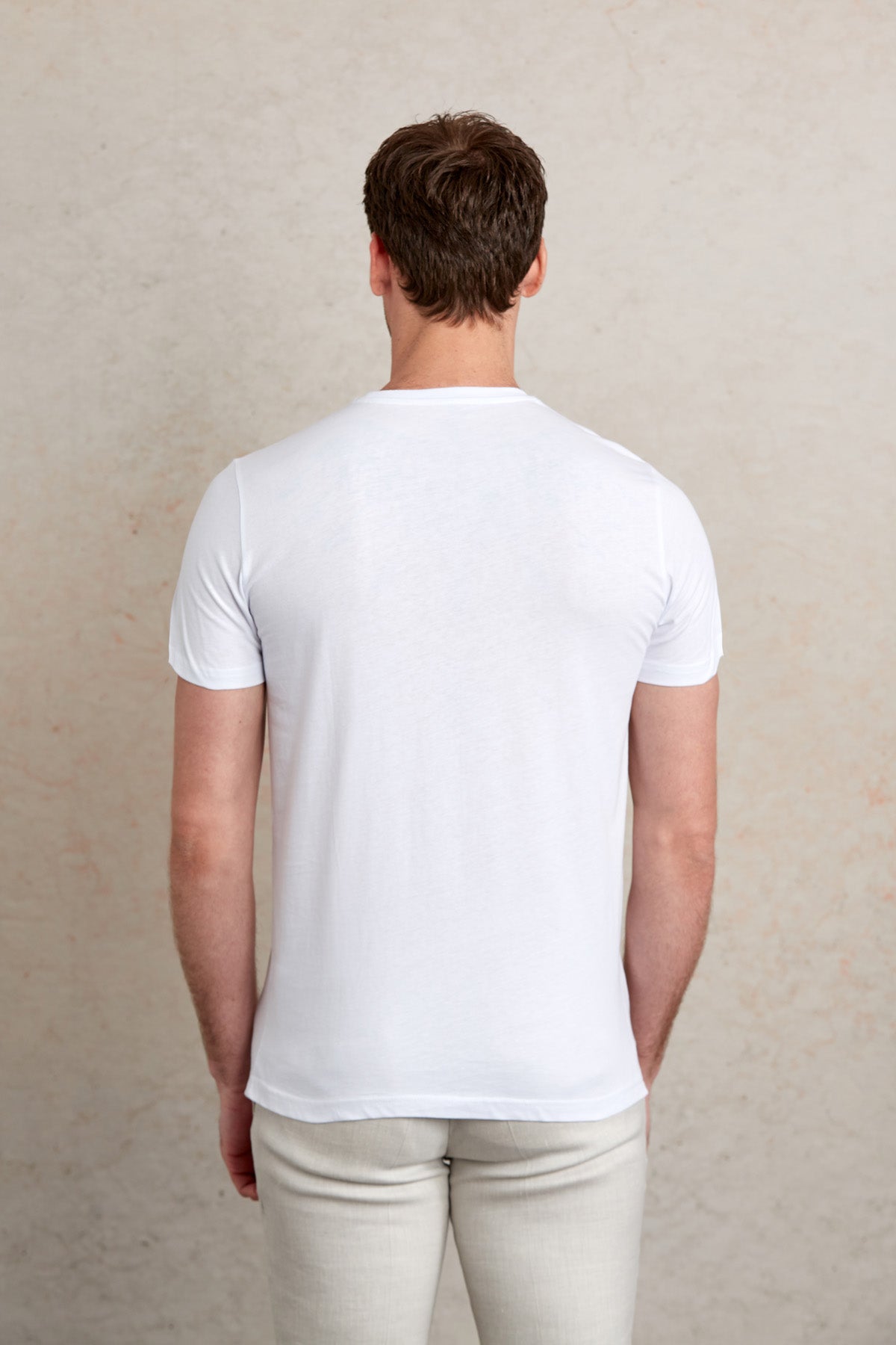 Regular Fit White Basic Cotton Crew Neck T-Shirt - SAYKI