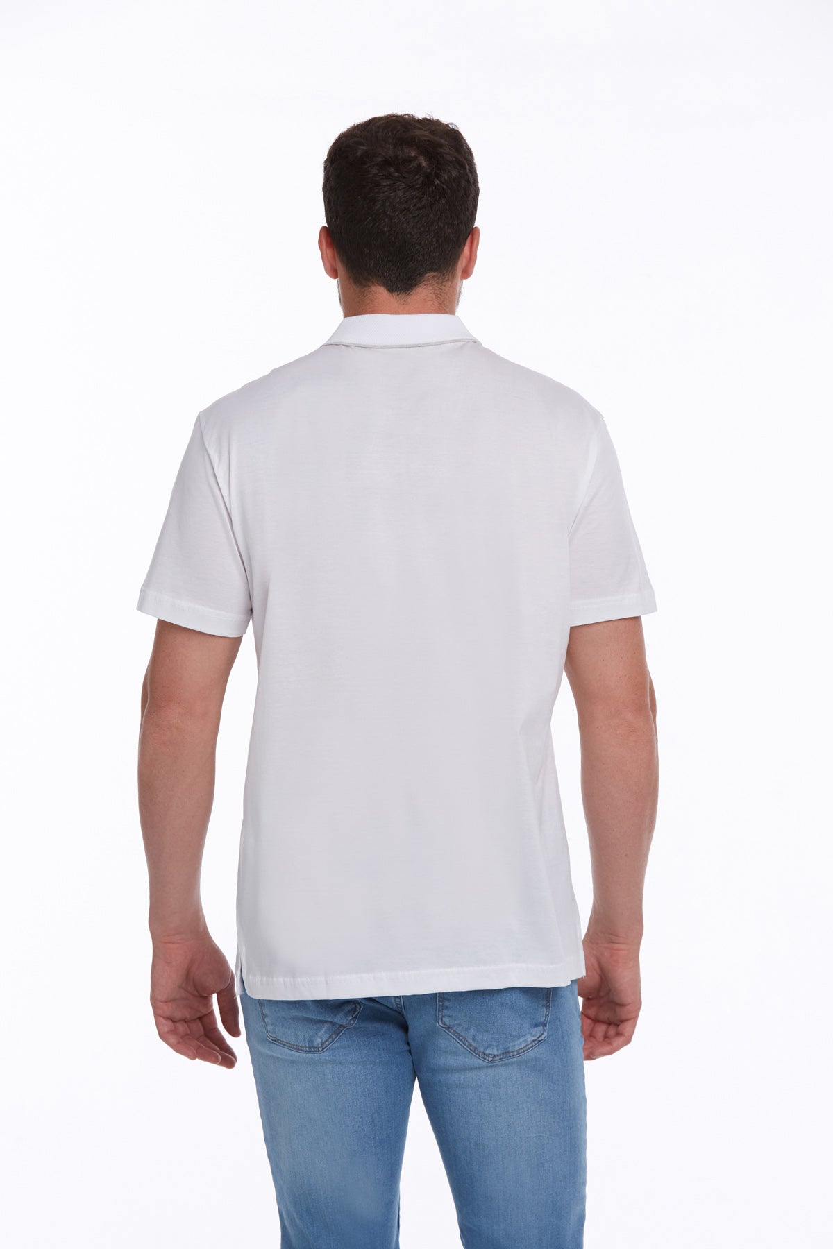 Regular Fit White Basic Cotton Polo T-Shirt - SAYKI
