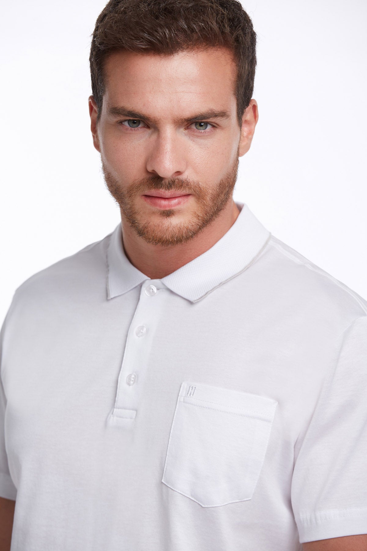 Regular Fit White Basic Cotton Polo T-Shirt - SAYKI