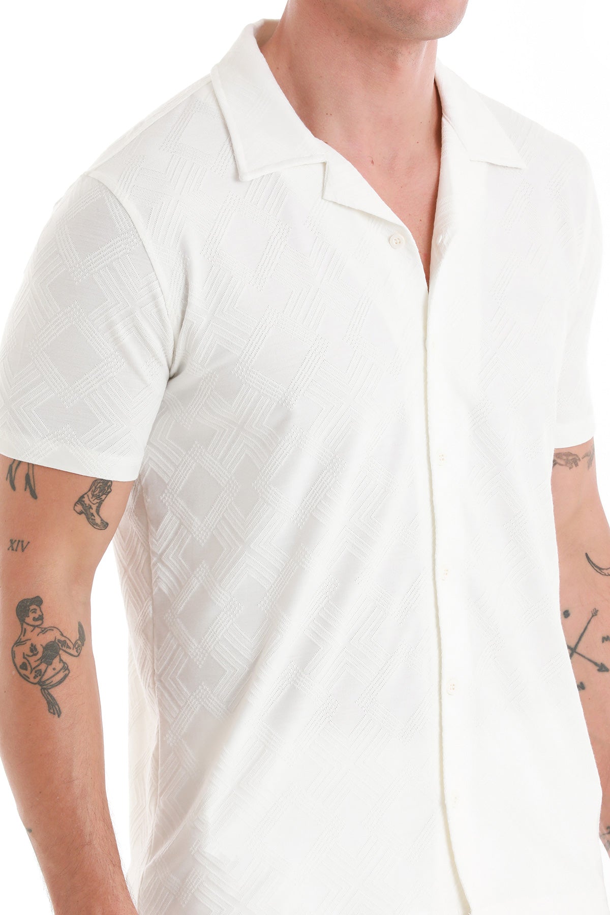 Regular Fit White Cotton Blend Polo T-Shirt - SAYKI